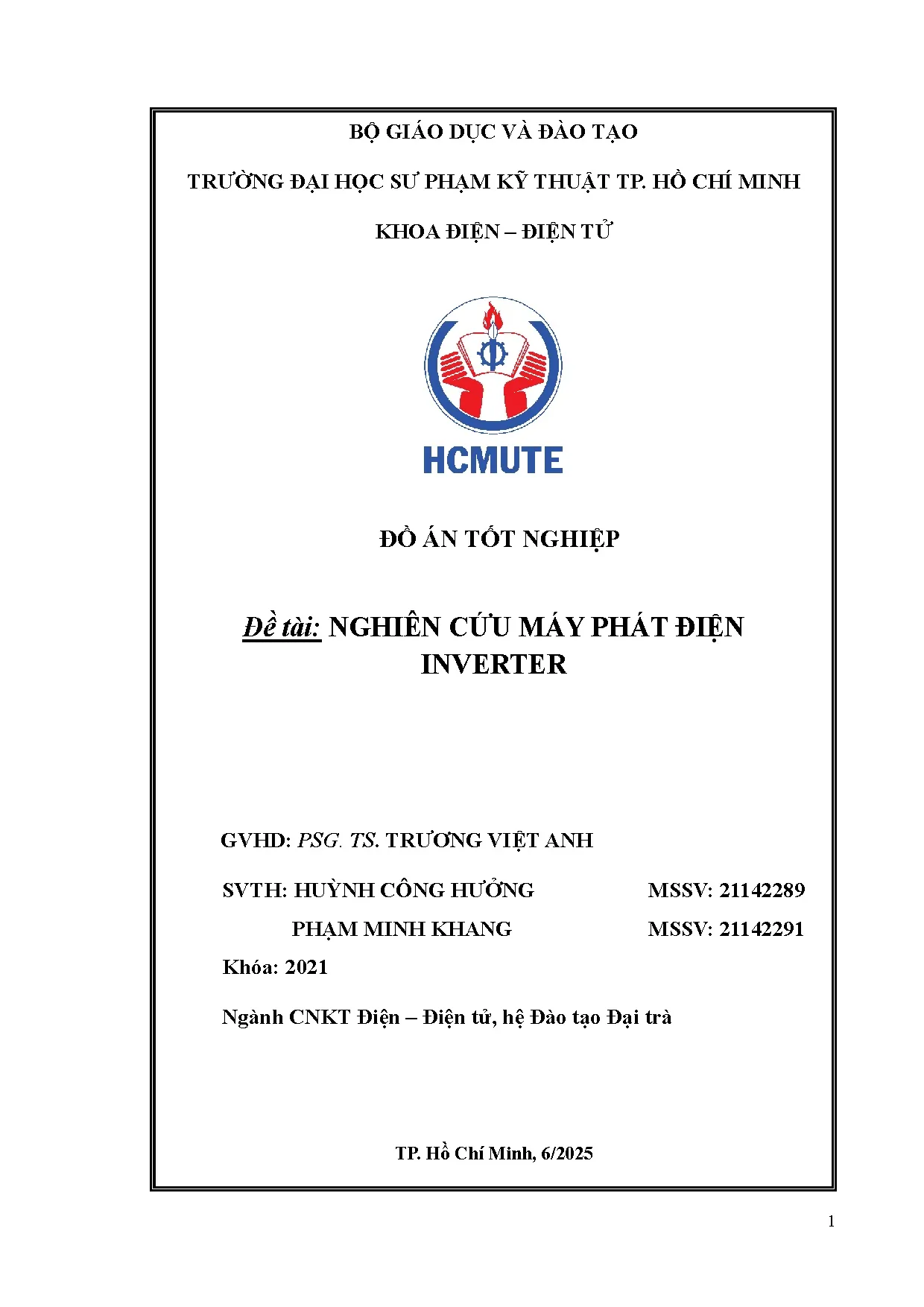 Đồ án tốt nghiệp - Nghiên cứu máy phát điện INVERTER