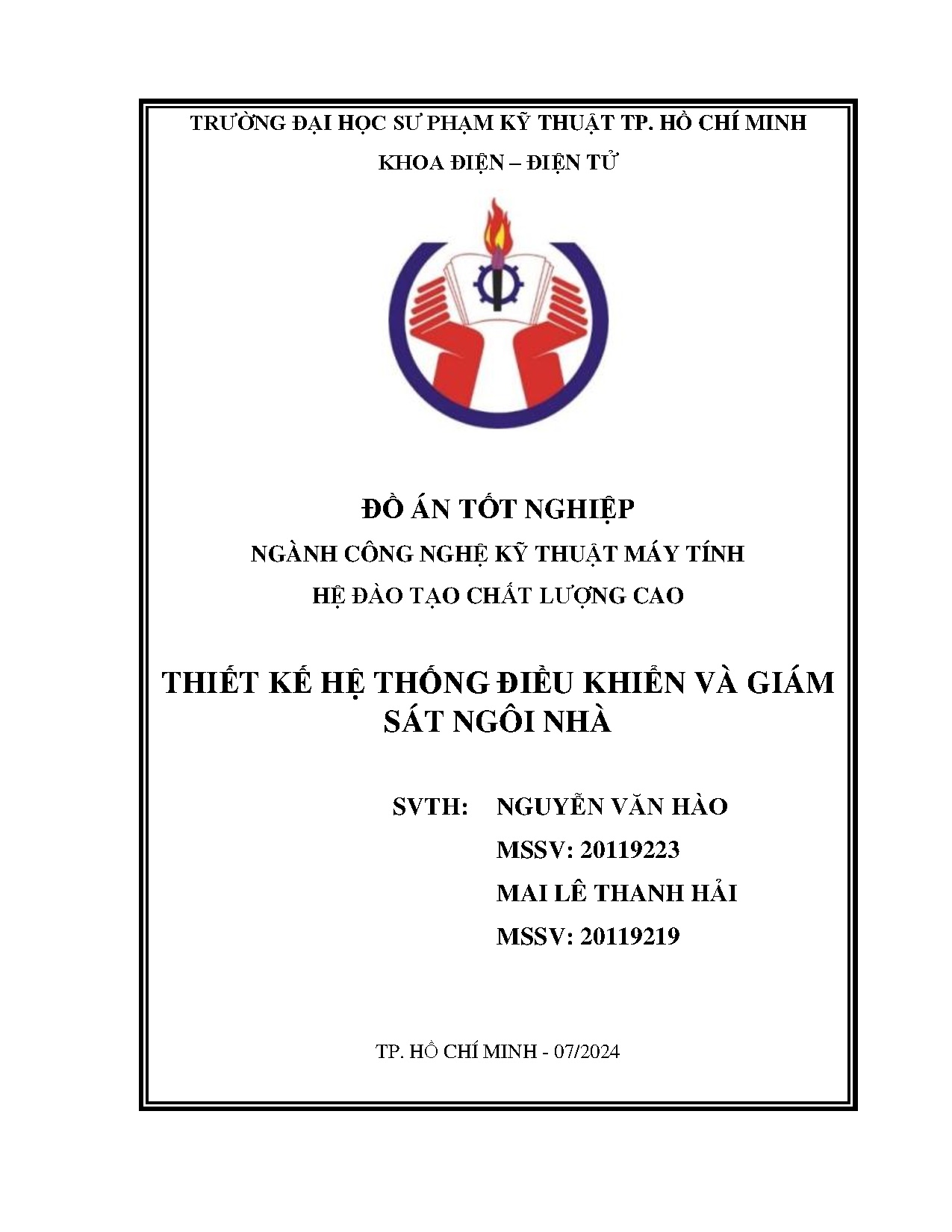 Đồ án tốt nghiệp - Thiết kế hệ thống điều khiển và giám sát ngôi nhà