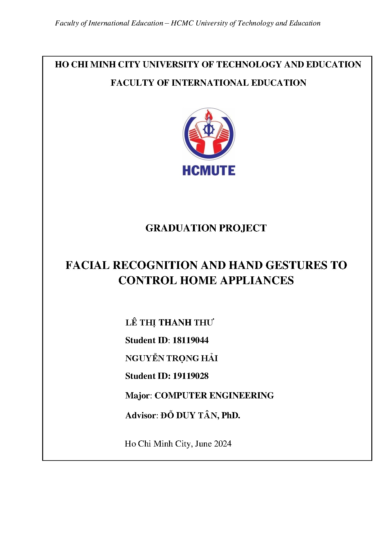 Đồ án tốt nghiệp - Facial Recognition And Hand Gestures To Control Home Appliances