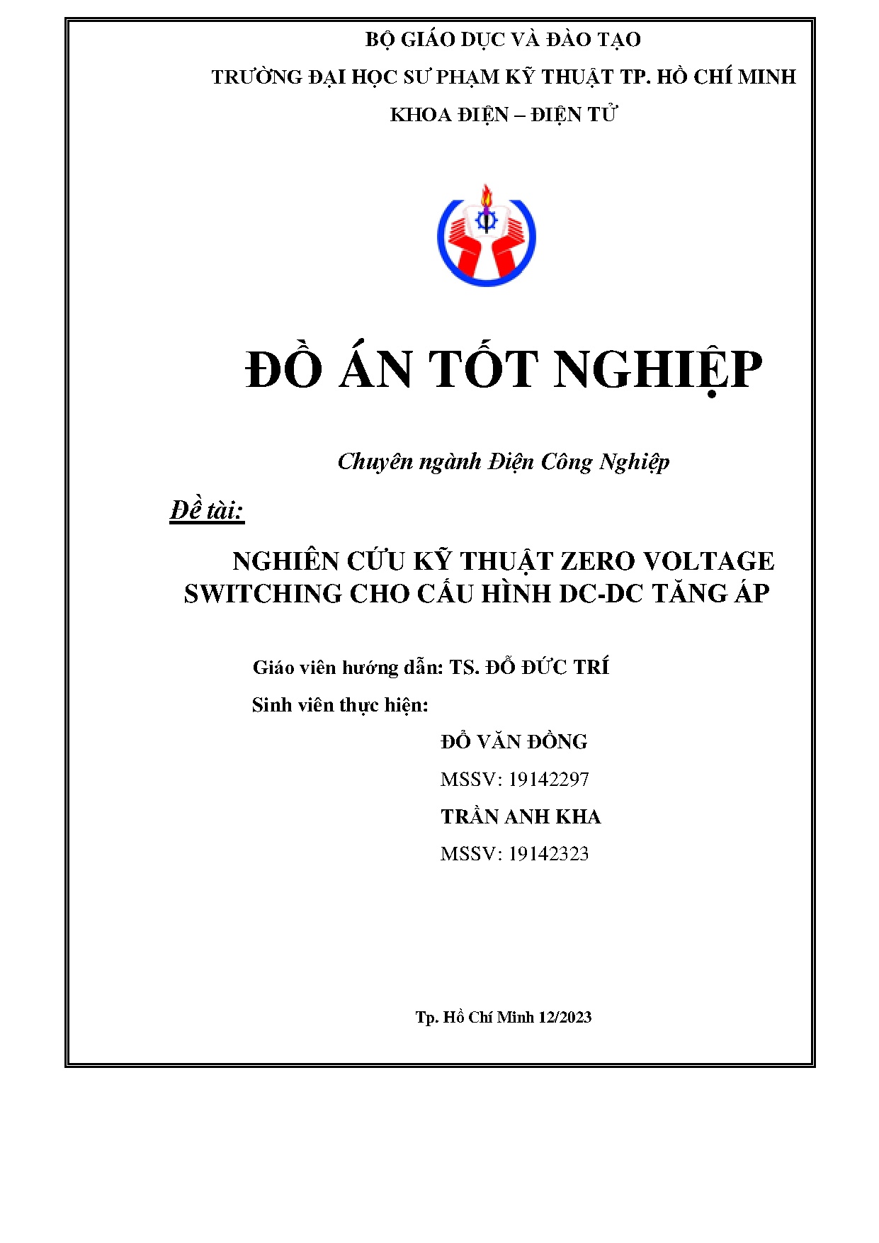 Đồ án tốt nghiệp - Nghiên cứu kỹ thuật Zero voltage switching cho cấu hình DC-DC tăng áp