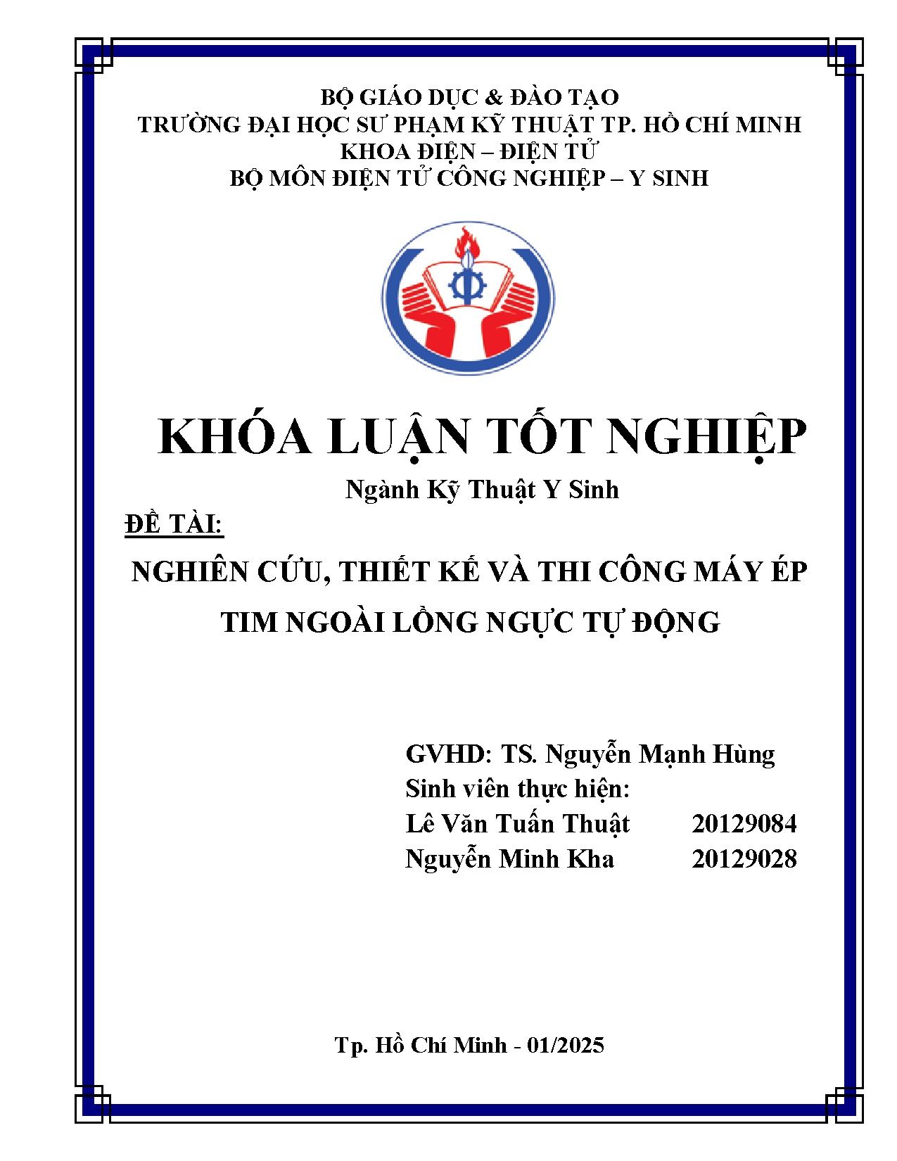 Đồ án tốt nghiệp - Nghiên cứu, thiết kế và thi công máy ép tim ngoài lồng ngực tự động