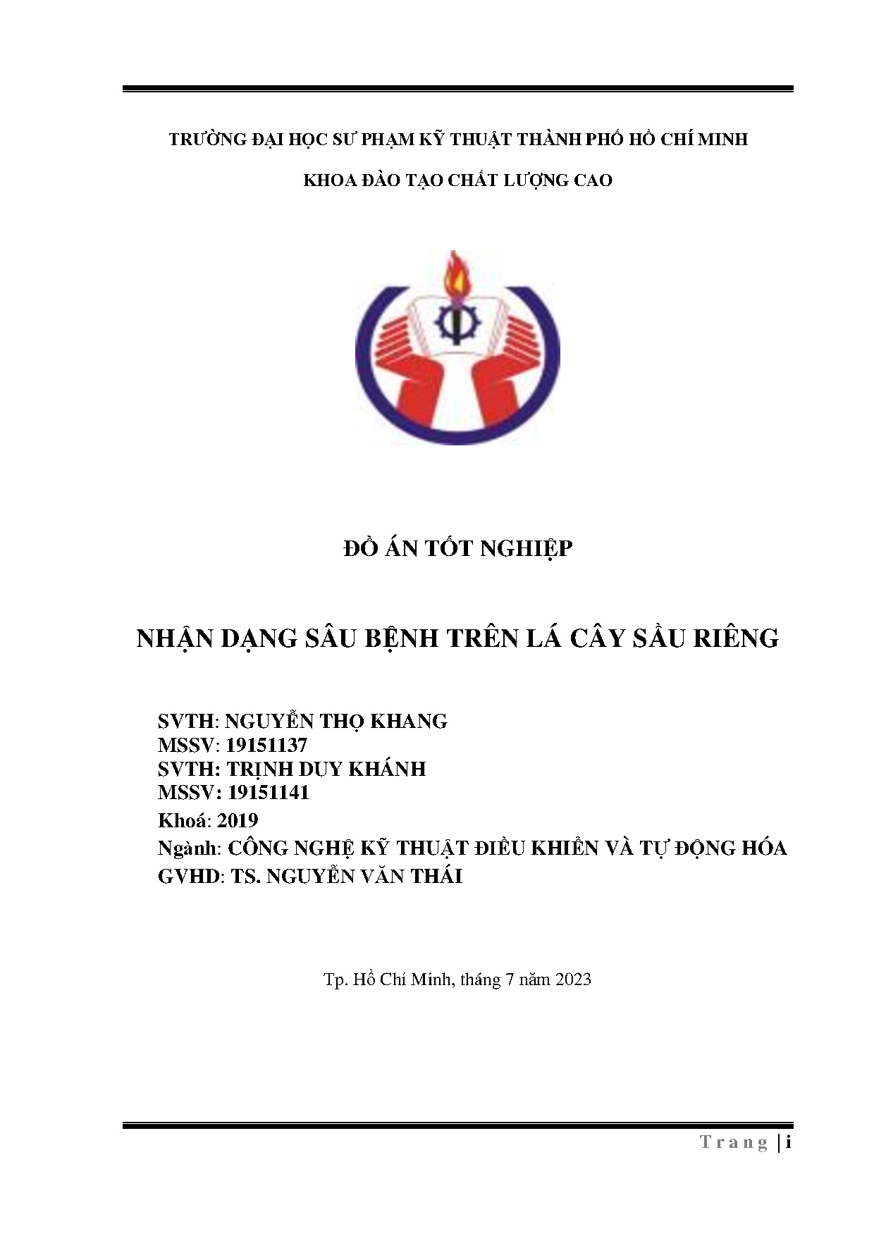 Đồ án tốt nghiệp - Nhận dạng sâu bệnh trên lá cây sầu riêng