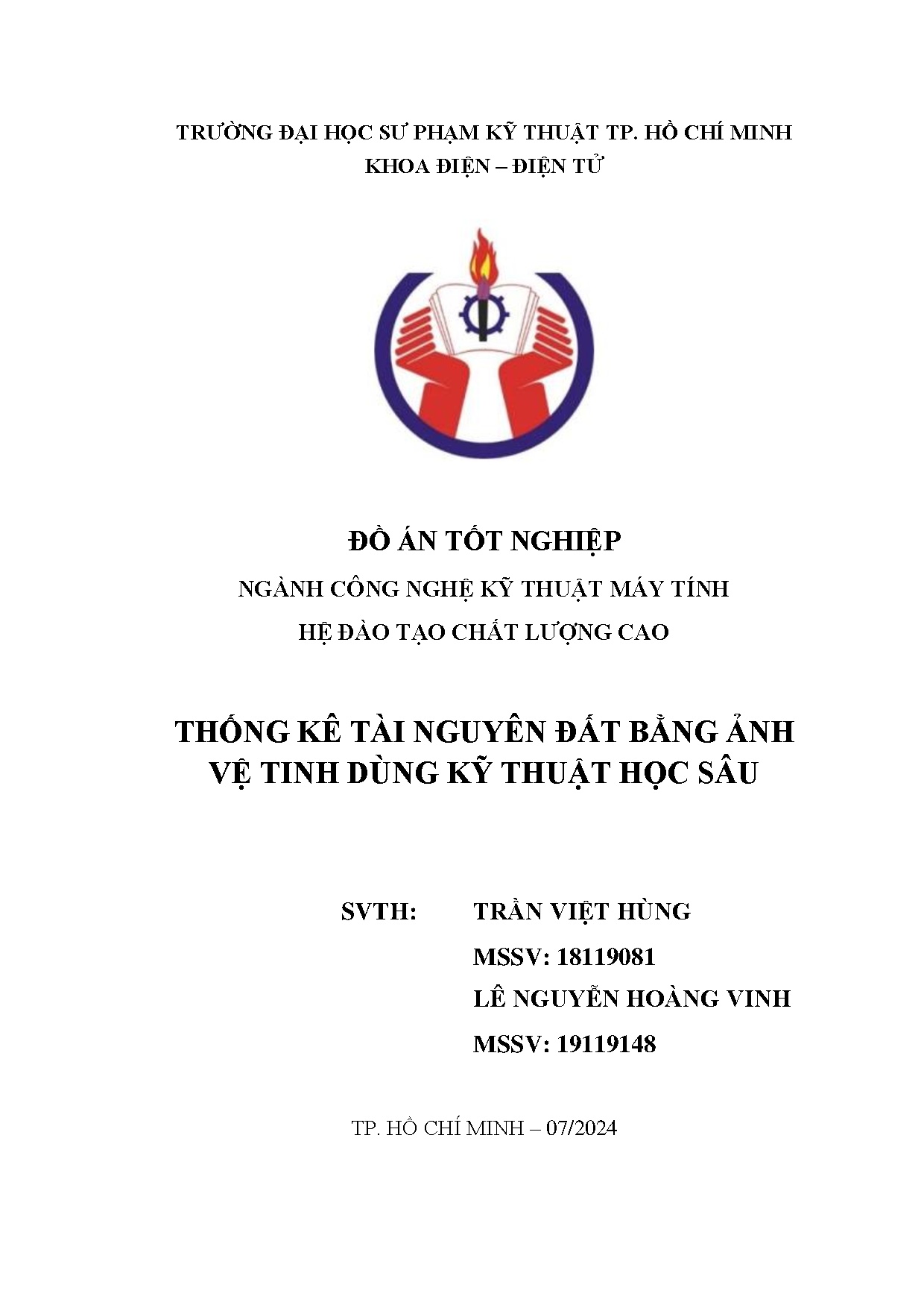 Đồ án tốt nghiệp - Thống kê tài nguyên đất bằng ảnh vệ tinh dùng kỹ thuật học sâu