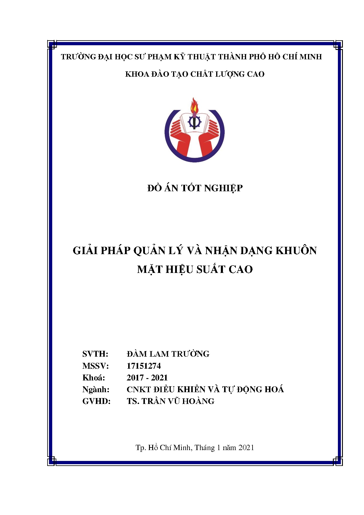 Đồ án tốt nghiệp - Giải pháp quản lý và nhận dạng khuôn mặt hiệu suất cao