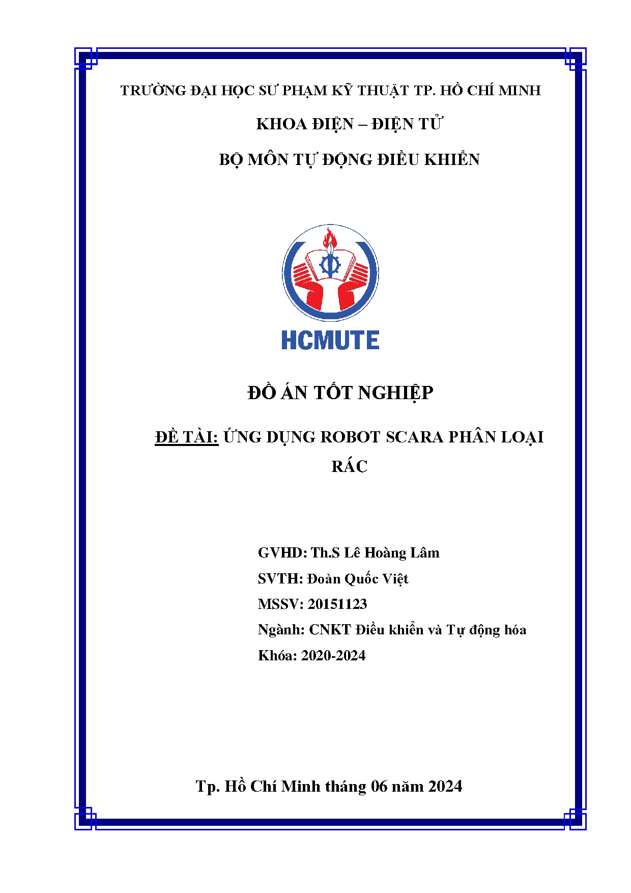 Đồ án tốt nghiệp - Ứng dụng robot scara phân loại rác