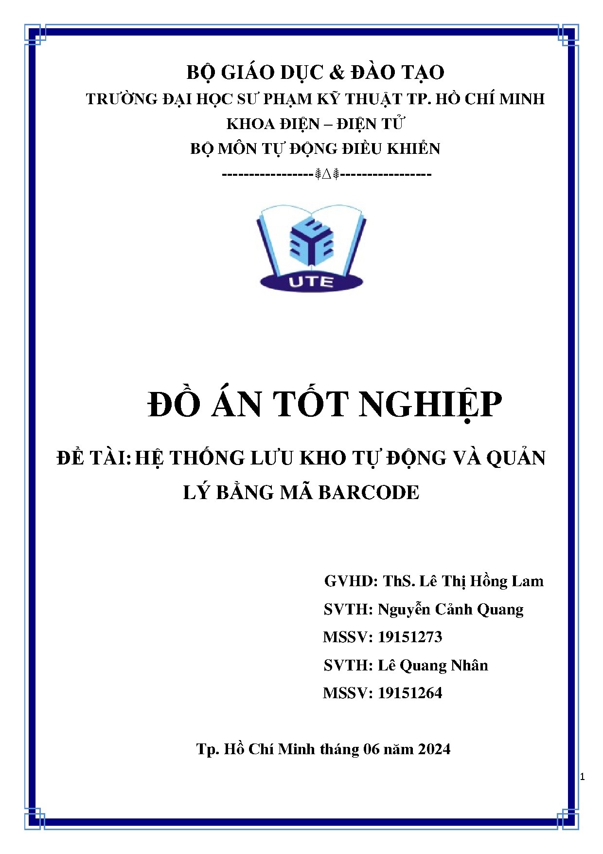 Đồ án tốt nghiệp - Hệ thống lưu kho tự động và quản lý bằng mã barcode