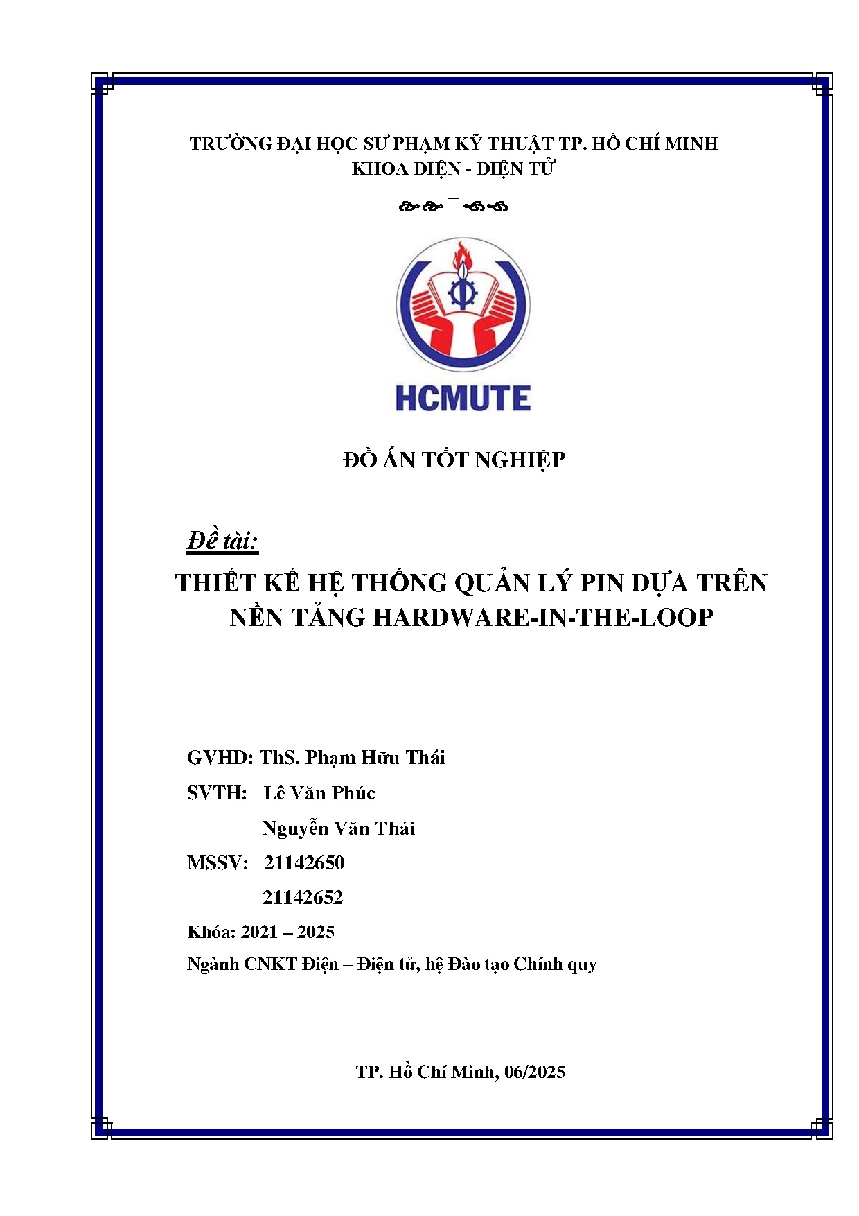 Đồ án tốt nghiệp - Thiết kế hệ thống quản lý pin dựa trên nền tảng Hardware - In - the - Loop