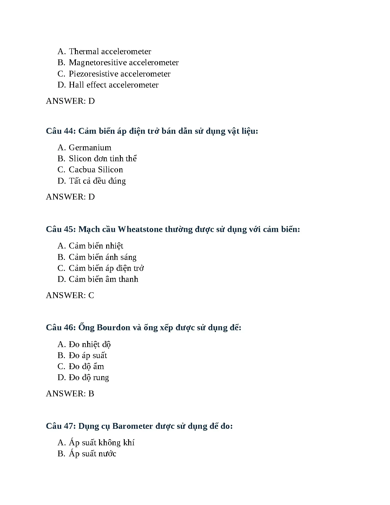 Trắc nghiệm chương 9 đo lường - Trang 12