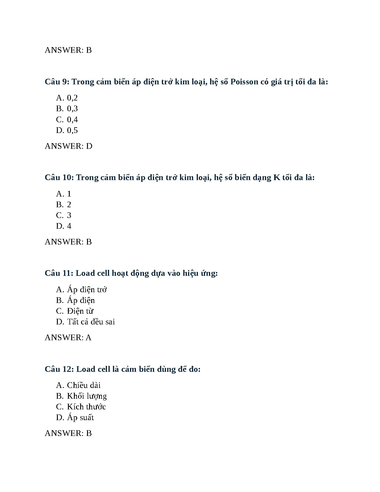 Trắc nghiệm chương 9 đo lường - Trang 3