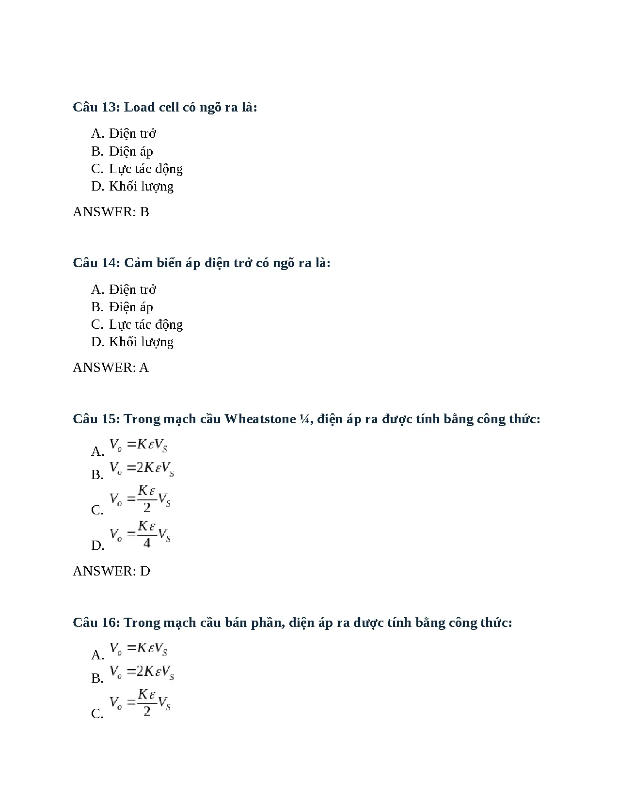Trắc nghiệm chương 9 đo lường - Trang 4