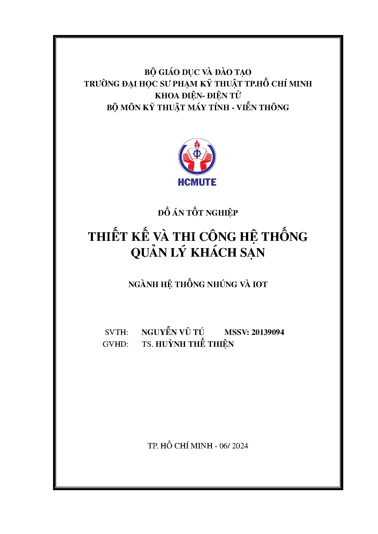 Đồ án tốt nghiệp - Thiết kế và thi công quản lý khách sạn