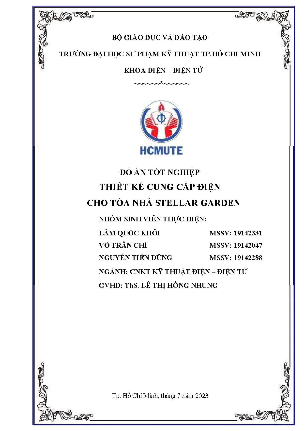 Đồ án tốt nghiệp - Thiết kế cung cấp điện cho tòa nhà Stellar Garden