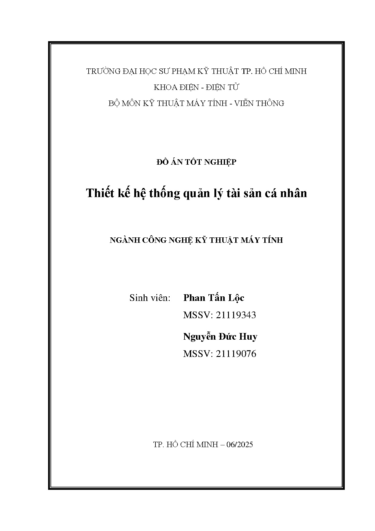 Đồ án tốt nghiệp - Thiết kế hệ thống quản lý tài sản cá nhân
