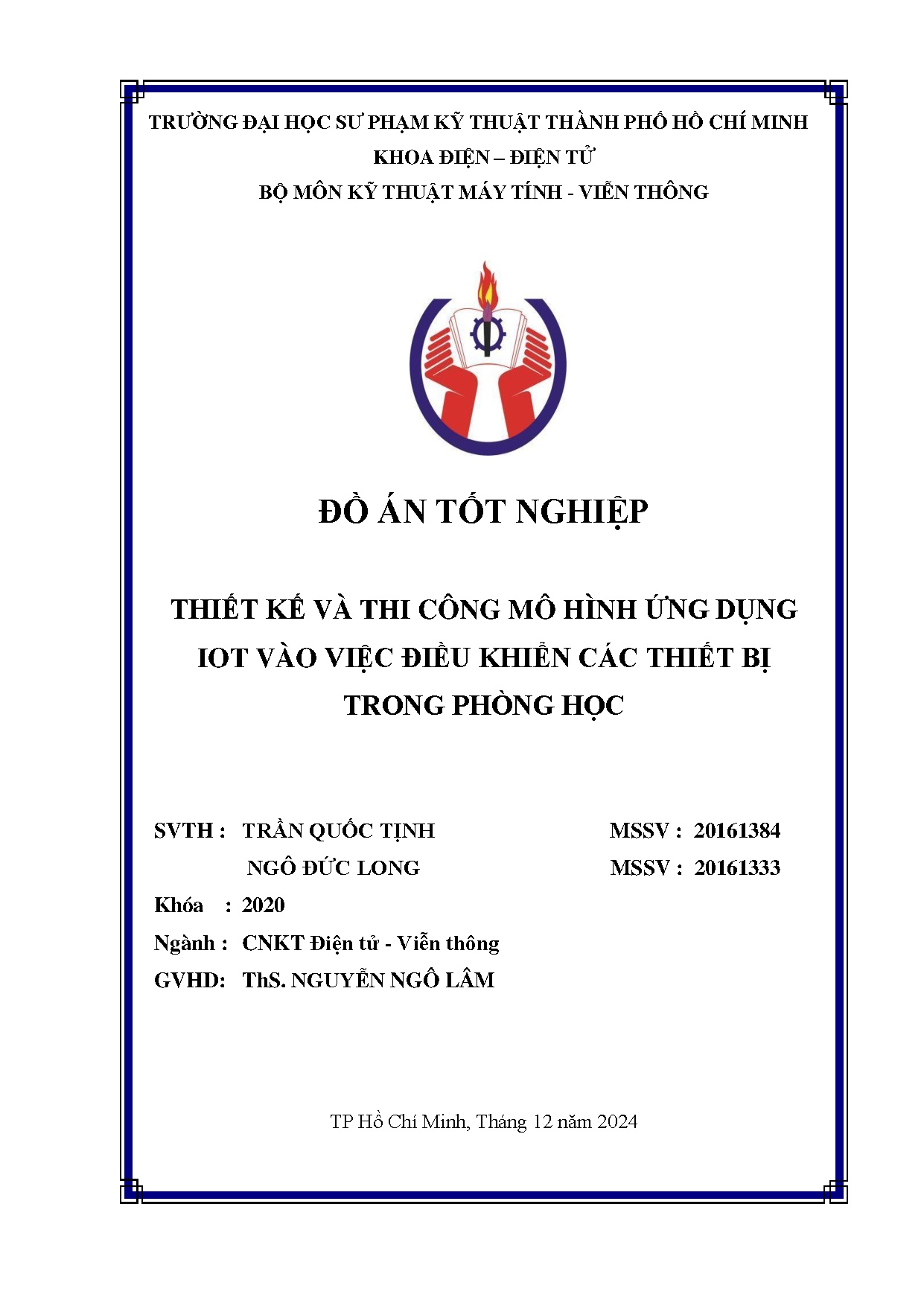 Đồ án tốt nghiệp - Thiết kế và thi công mô hình ứng dụng IOT vào việc điều khiển các thiết bị TPH