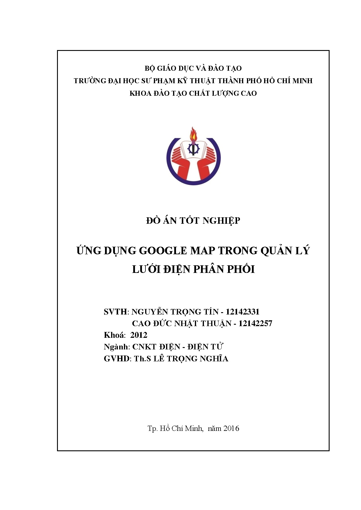 Đồ án tốt nghiệp - Ứng dụng Google Map trong quản lý lưới điện phân phối