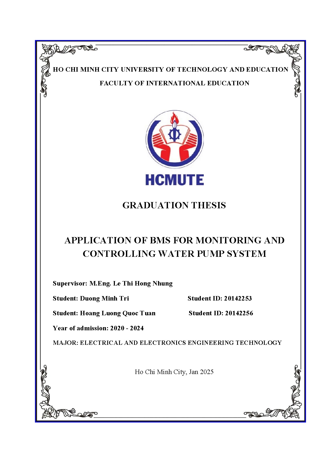 Đồ án tốt nghiệp - Application of BMS for monitoring and controlling water pump system