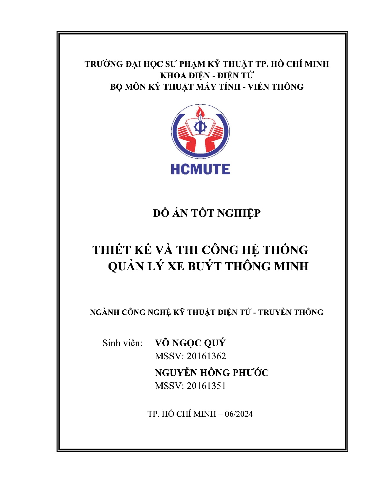 Đồ án tốt nghiệp - Thiết kế và thi công hệ thống quản lý xe buýt thông minh