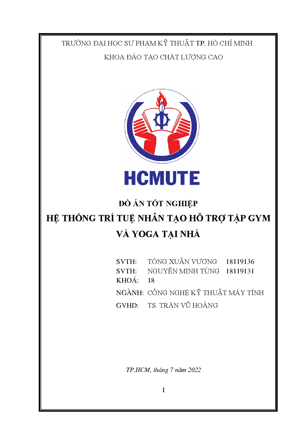 Đồ án tốt nghiệp - Hệ thống trí tuệ nhân tạo hỗ trợ tập Gym và Yoga tại nhà