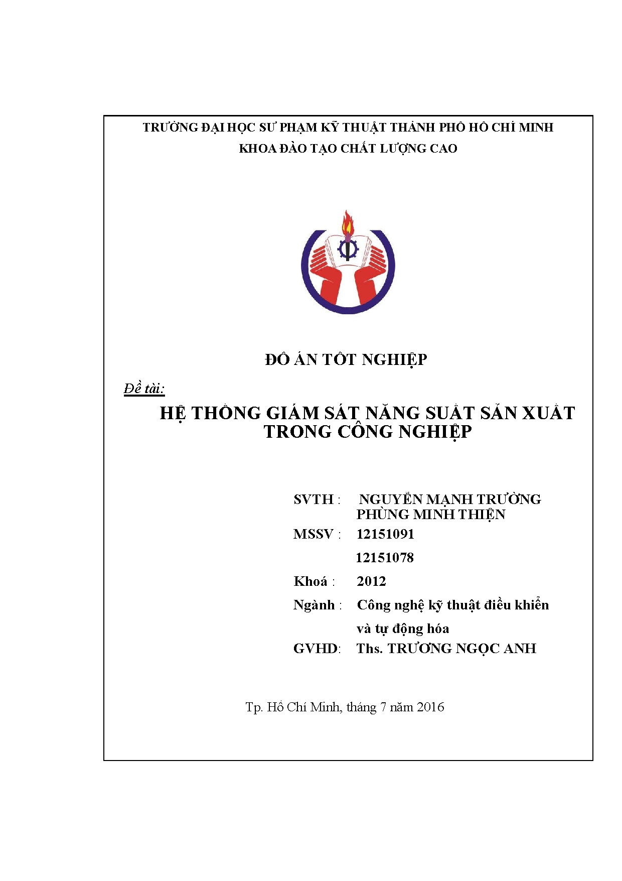 Đồ án tốt nghiệp - Hệ thống giám sát năng suất sản xuất trong công nghiệp