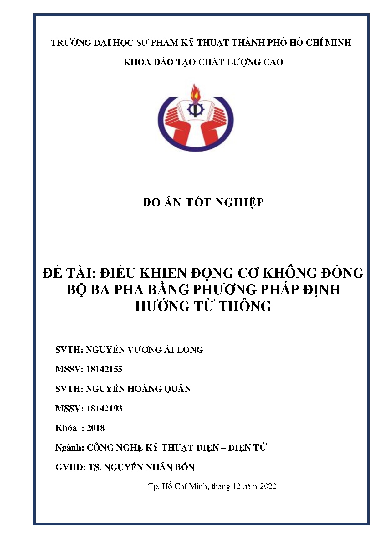 Đồ án tốt nghiệp - Điều khiển động cơ không đồng bộ ba pha bằng phương pháp định hướng từ thông