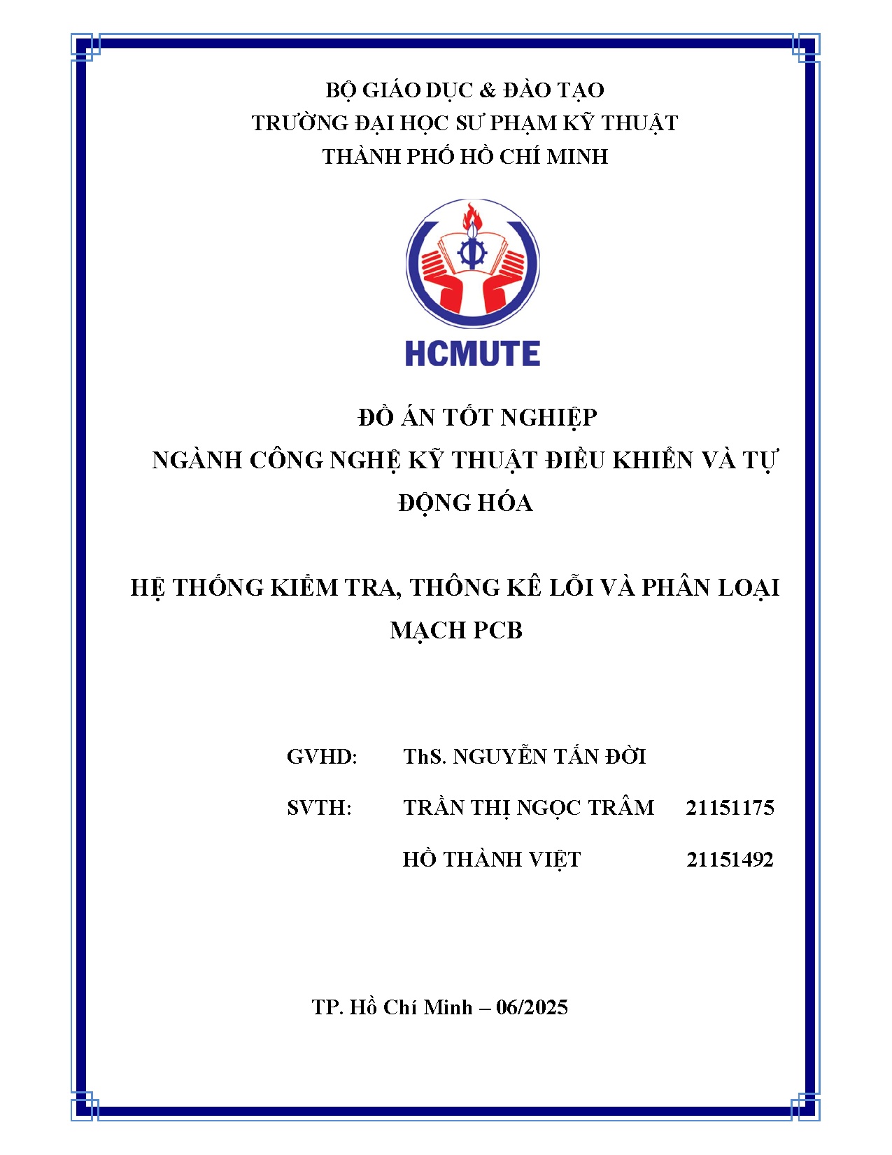 Đồ án tốt nghiệp - Hệ thống kiểm tra, thống kê lỗi và phân loại mạch PCB