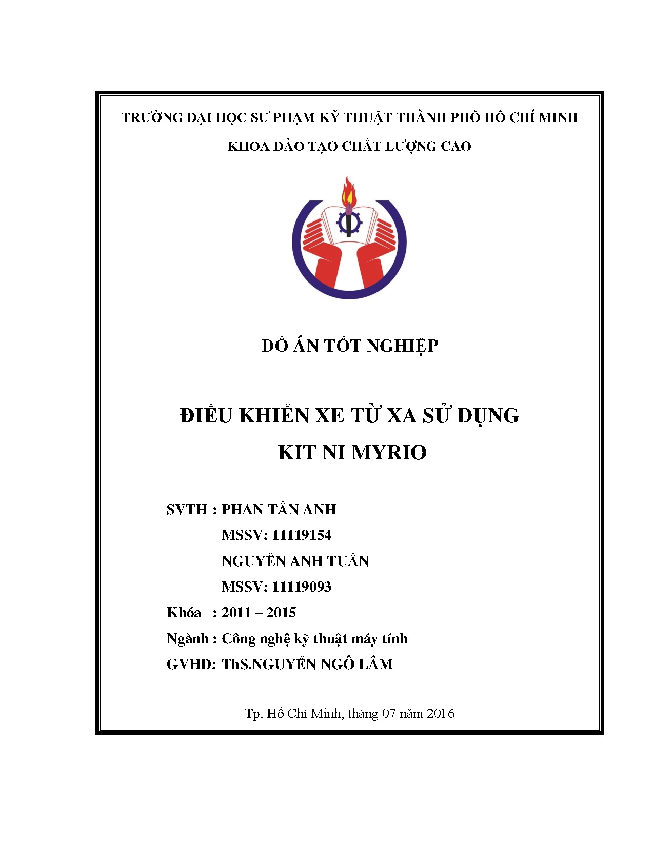 Đồ án tốt nghiệp - Điều khiển xe từ xa sử dụng Kit Ni Myrio