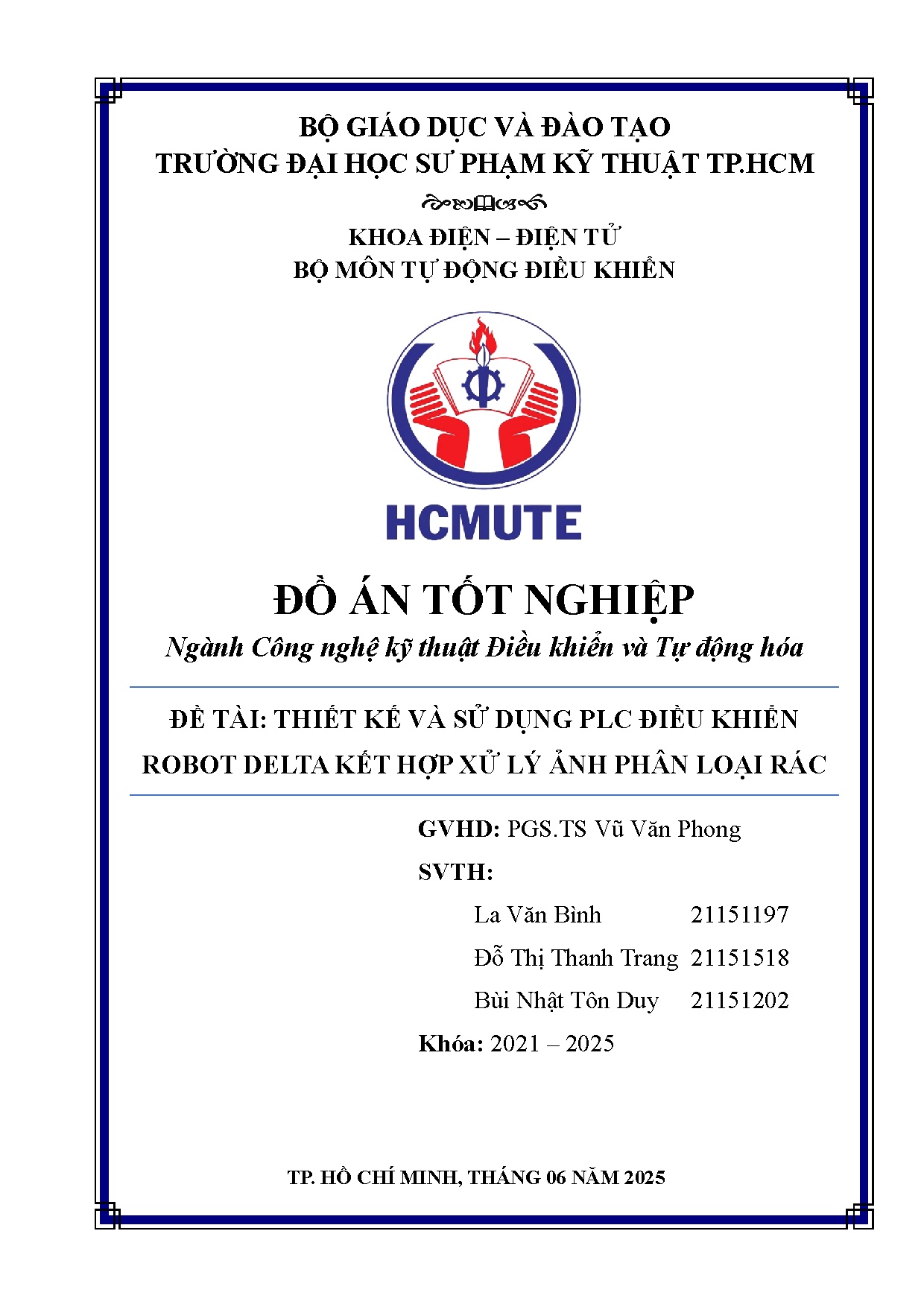 Đồ án tốt nghiệp - Thiết kế và sử dụng PLC điều khiển Robot Delta kết hợp xử lý ảnh phân loại rác