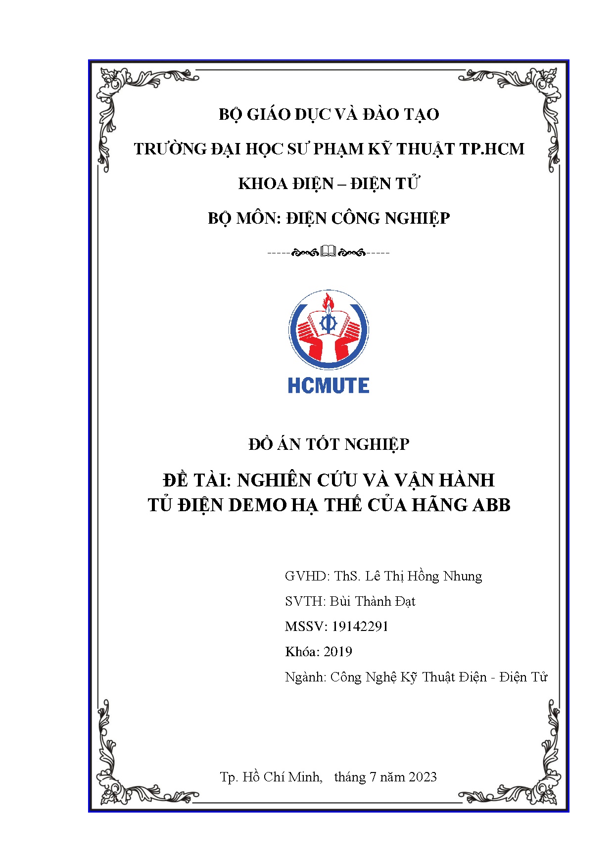 Đồ án tốt nghiệp - Nghiên cứu và vận hành tủ điện demo hạ thế của hãng ABB