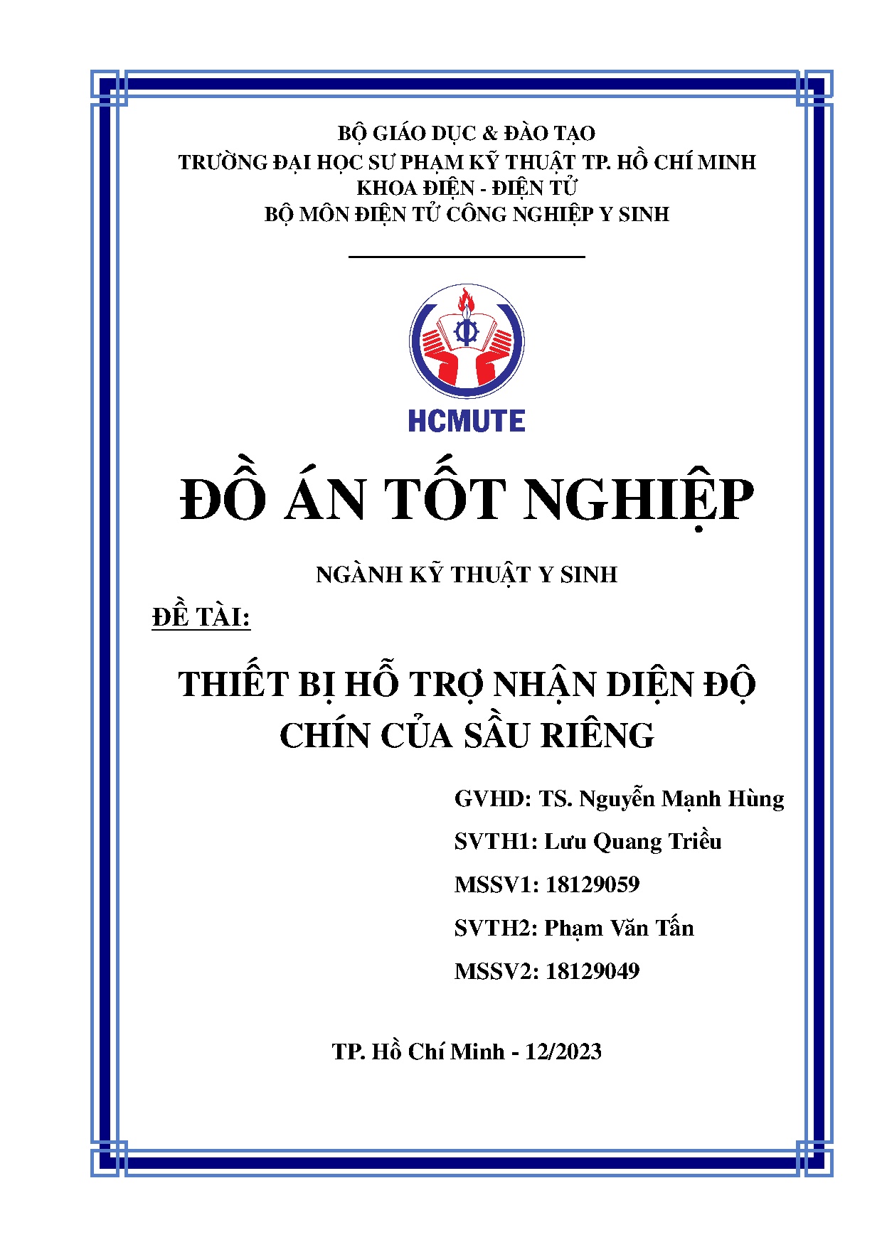 Đồ án tốt nghiệp - Thiết bị hỗ trợ nhận diện độ chín của sầu riêng