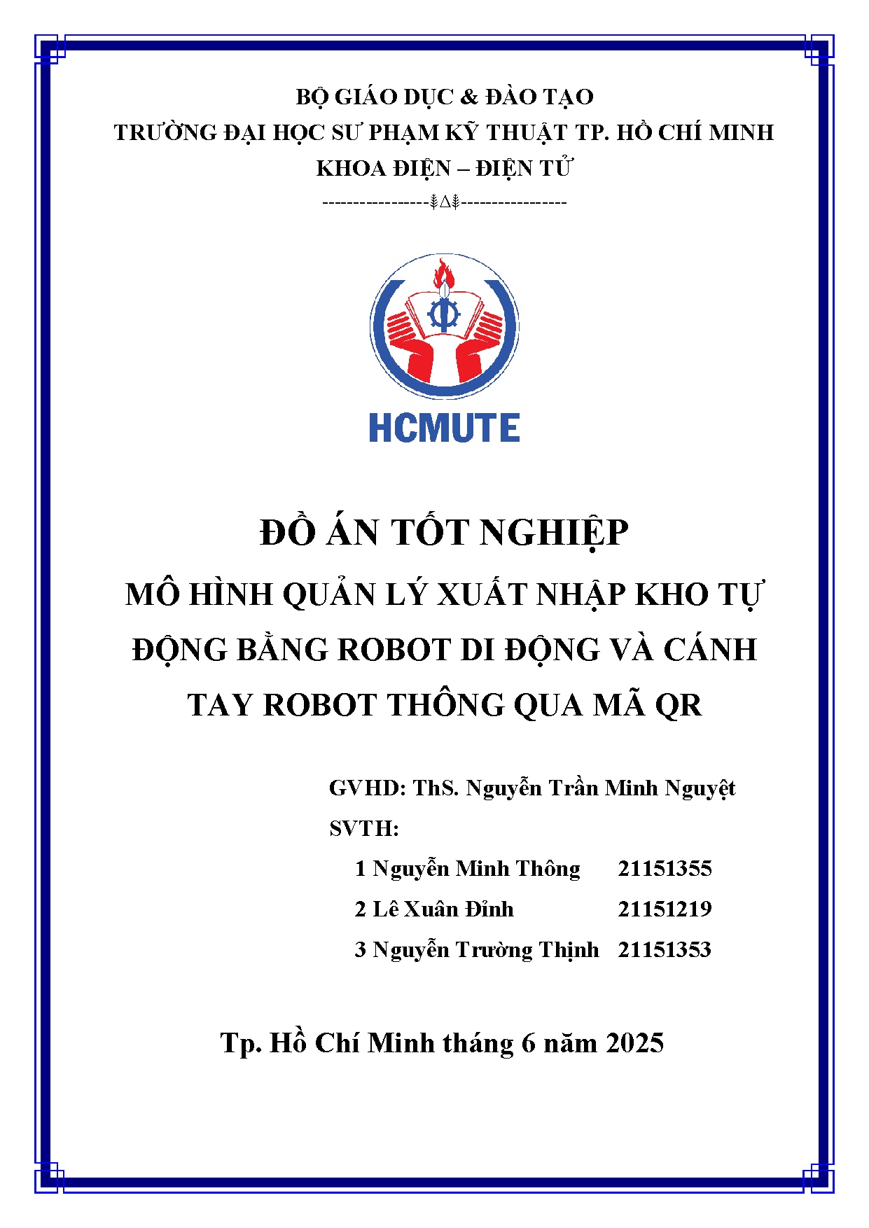 Đồ án tốt nghiệp - Mô hình quản lý xuất nhập kho tự động bằng robot di dộng và cánh tay robot TQMQ