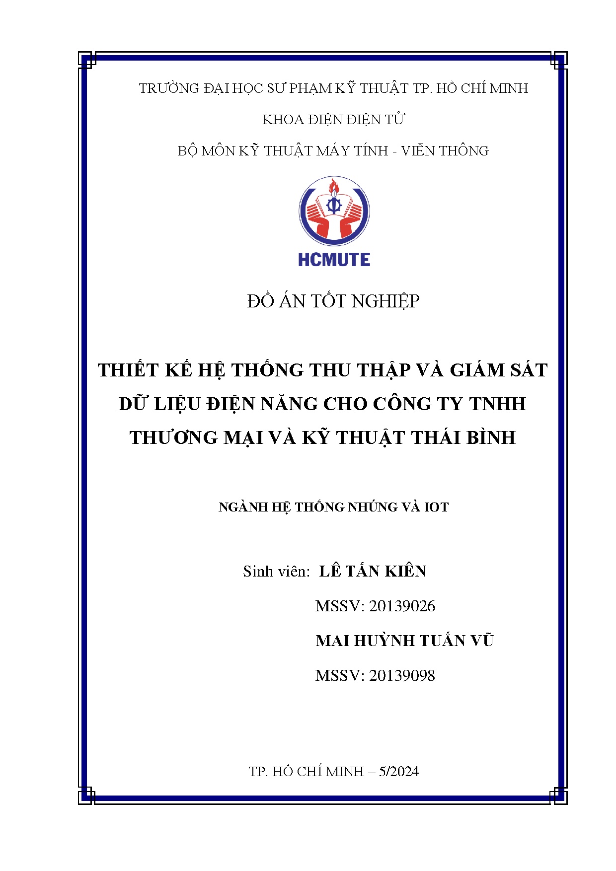 Đồ án tốt nghiệp - Thiết kế hệ thống thu nhập và giám sát dữ liệu điện năng cho công ty TNHH TMVKTTB