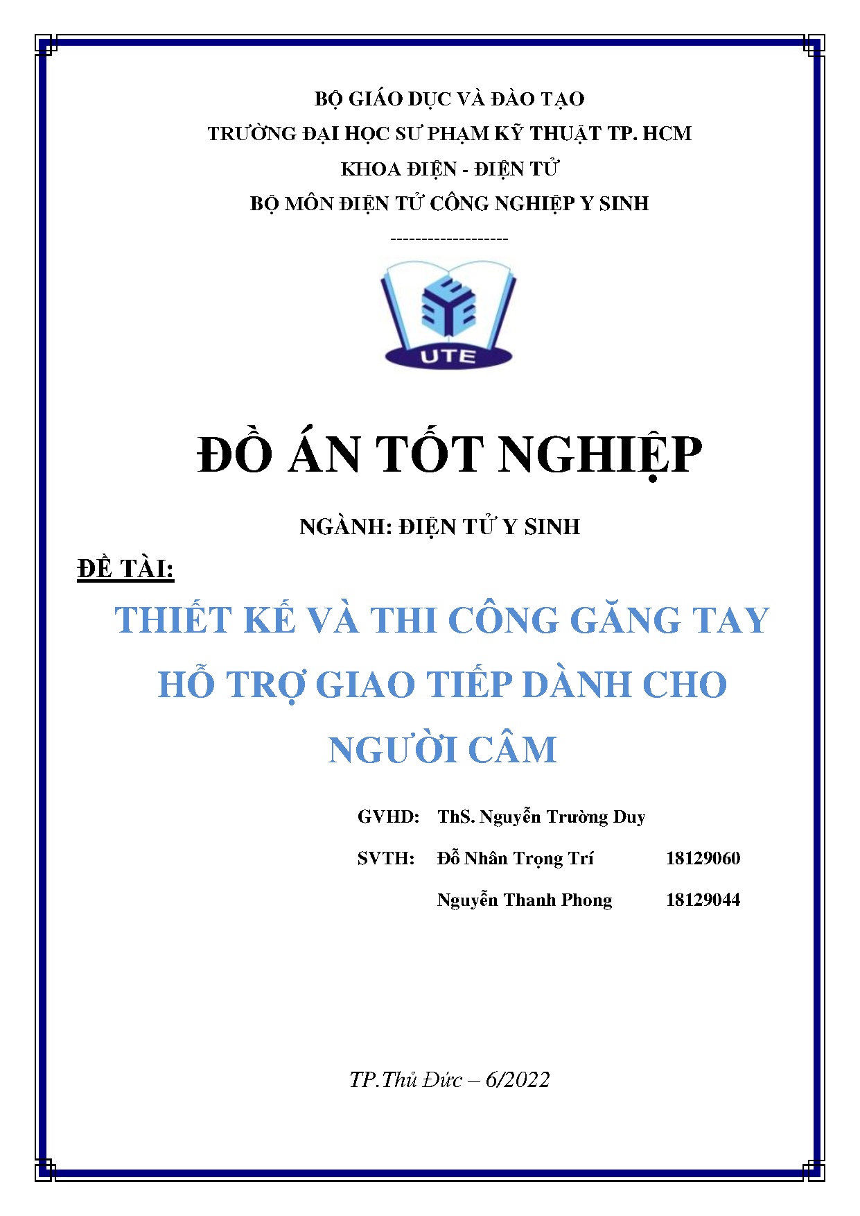 Đồ án tốt nghiệp - Thiết kế và thi công găng tay hỗ trợ giao tiếp dành cho người câm