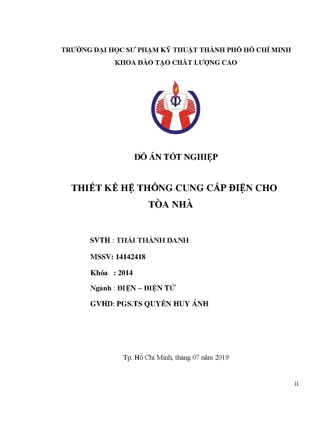 Đồ án tốt nghiệp - Thiết kế hệ thống cung cấp điện cho tòa nhà