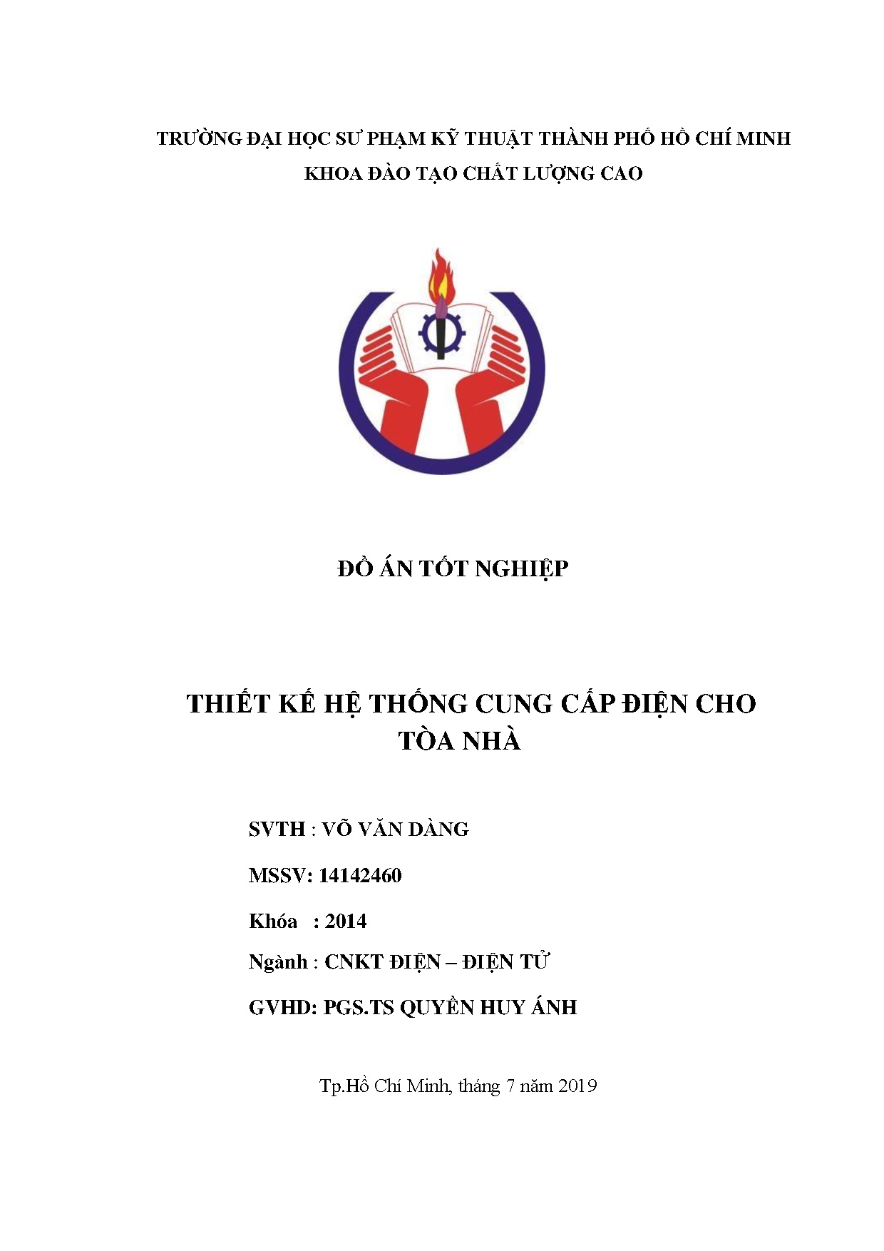 Đồ án tốt nghiệp - Thiết kế hệ thống cung cấp điện cho tòa nhà