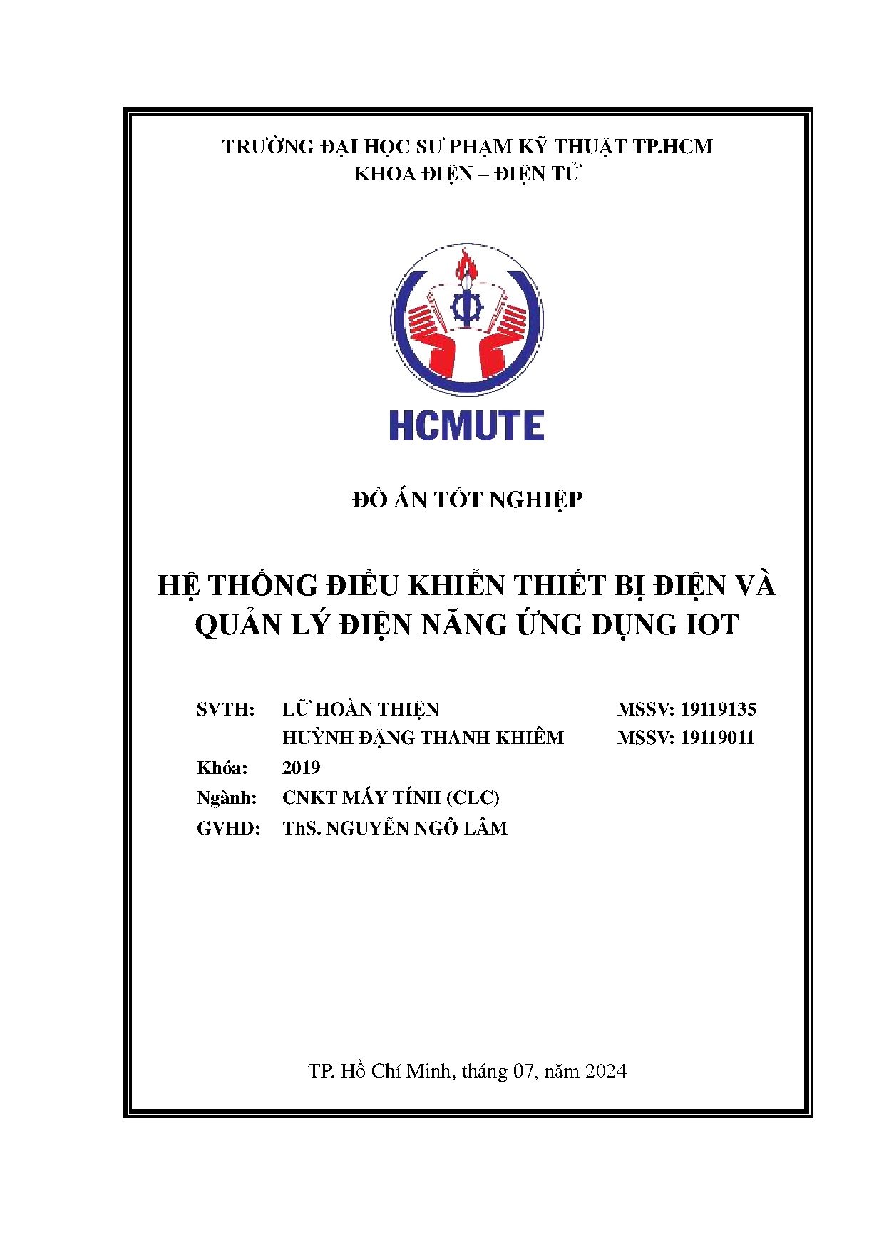 Đồ án tốt nghiệp - Hệ thống điều khiển thiết bị điện và quản lý điện năng ứng dụng Iot