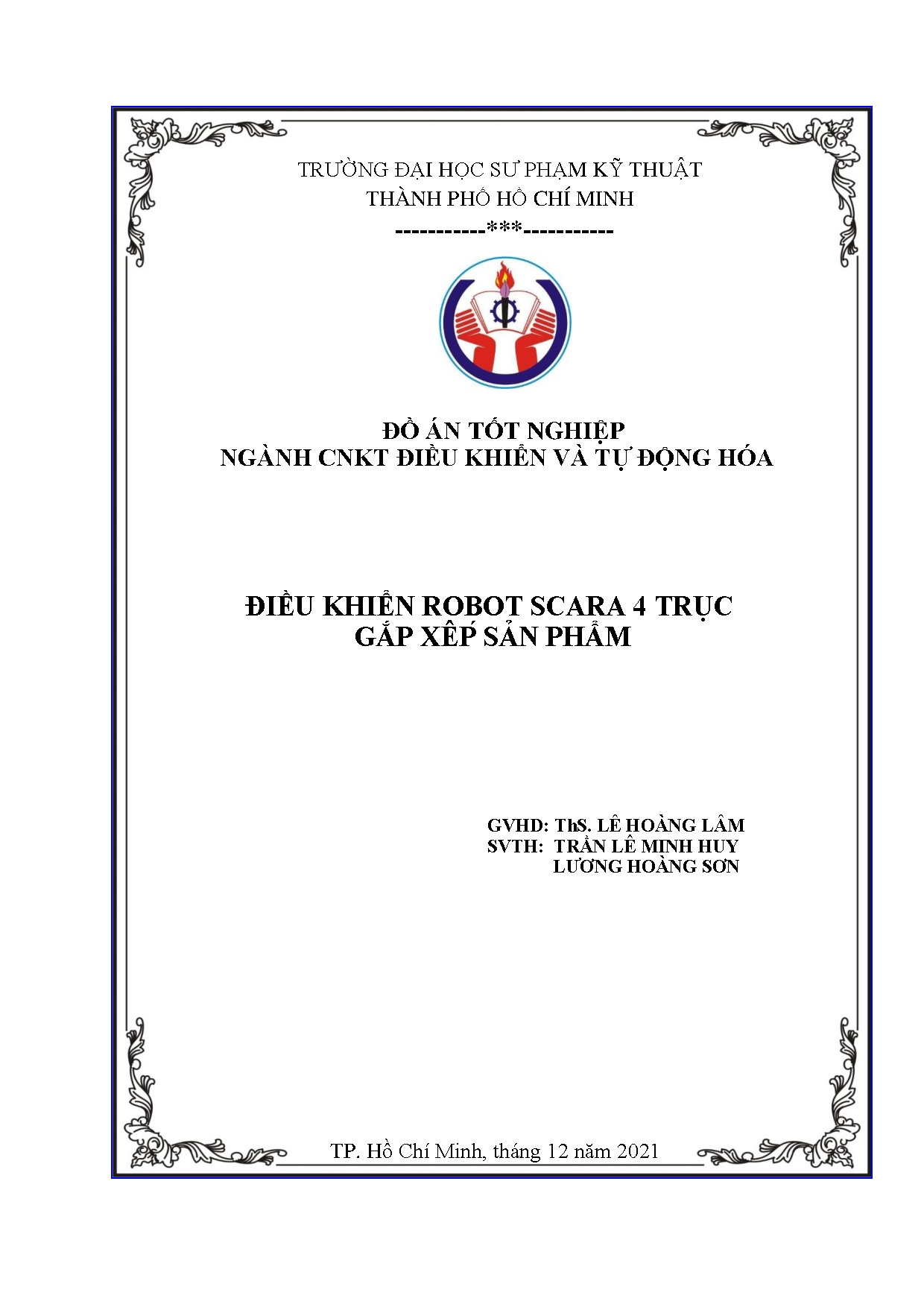 Đồ án tốt nghiệp - Điều khiển Robot Scara 4 trục gắp xếp sản phẩm