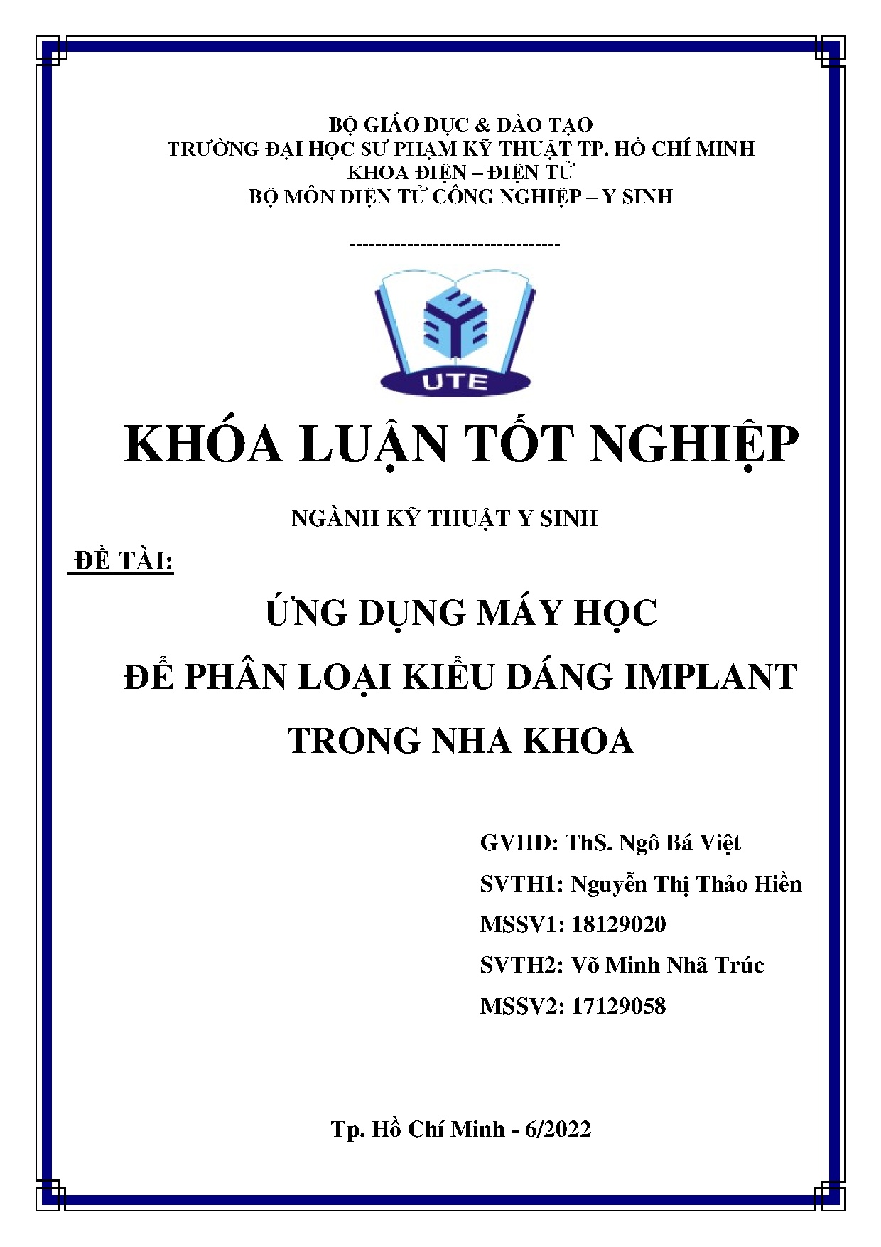 Đồ án tốt nghiệp - Ứng dụng máy học để phân loại kiểu dáng implant trong nha khoa