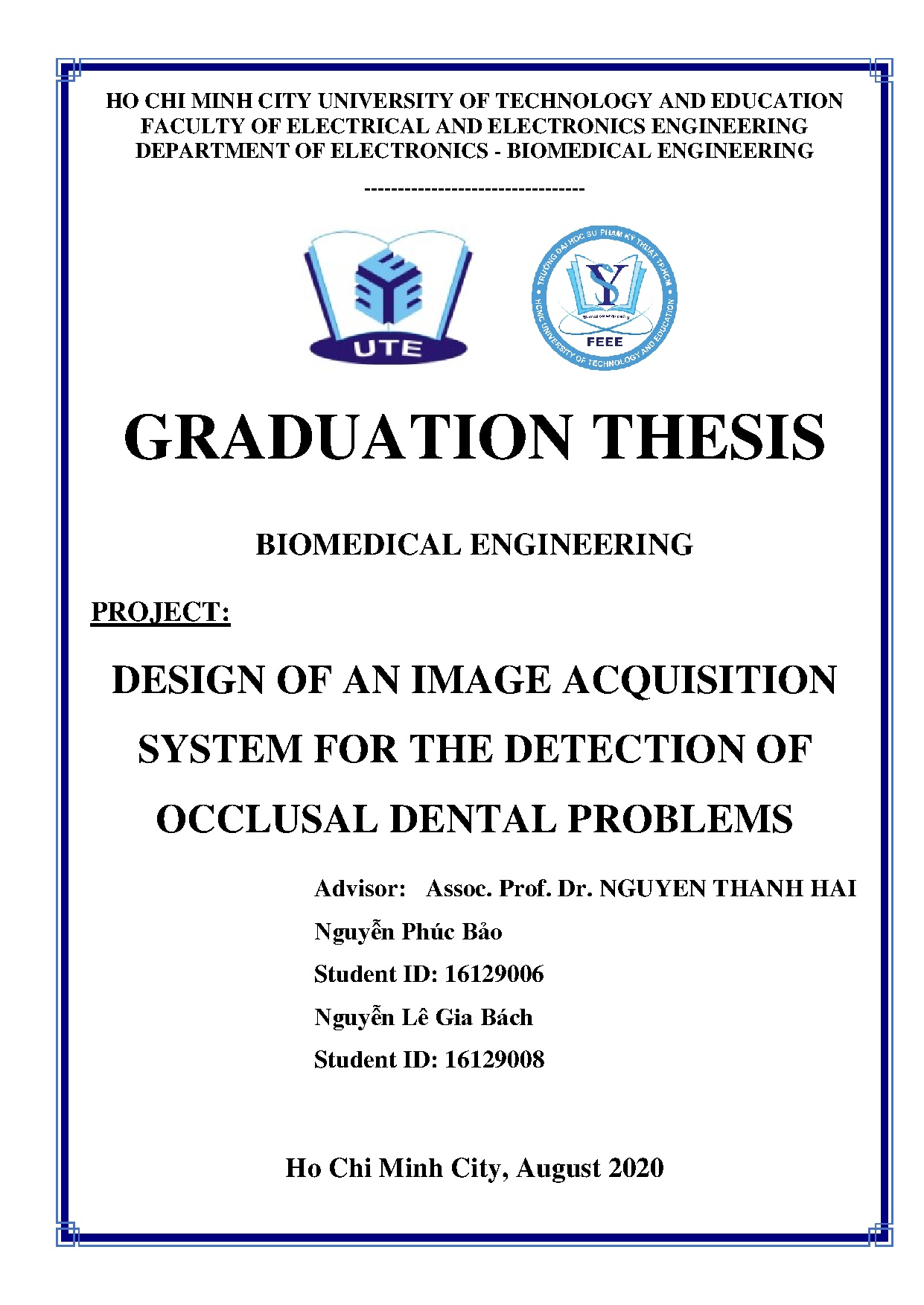 Đồ án tốt nghiệp - Design of an image acquisition system for the detection of occlusal dental P