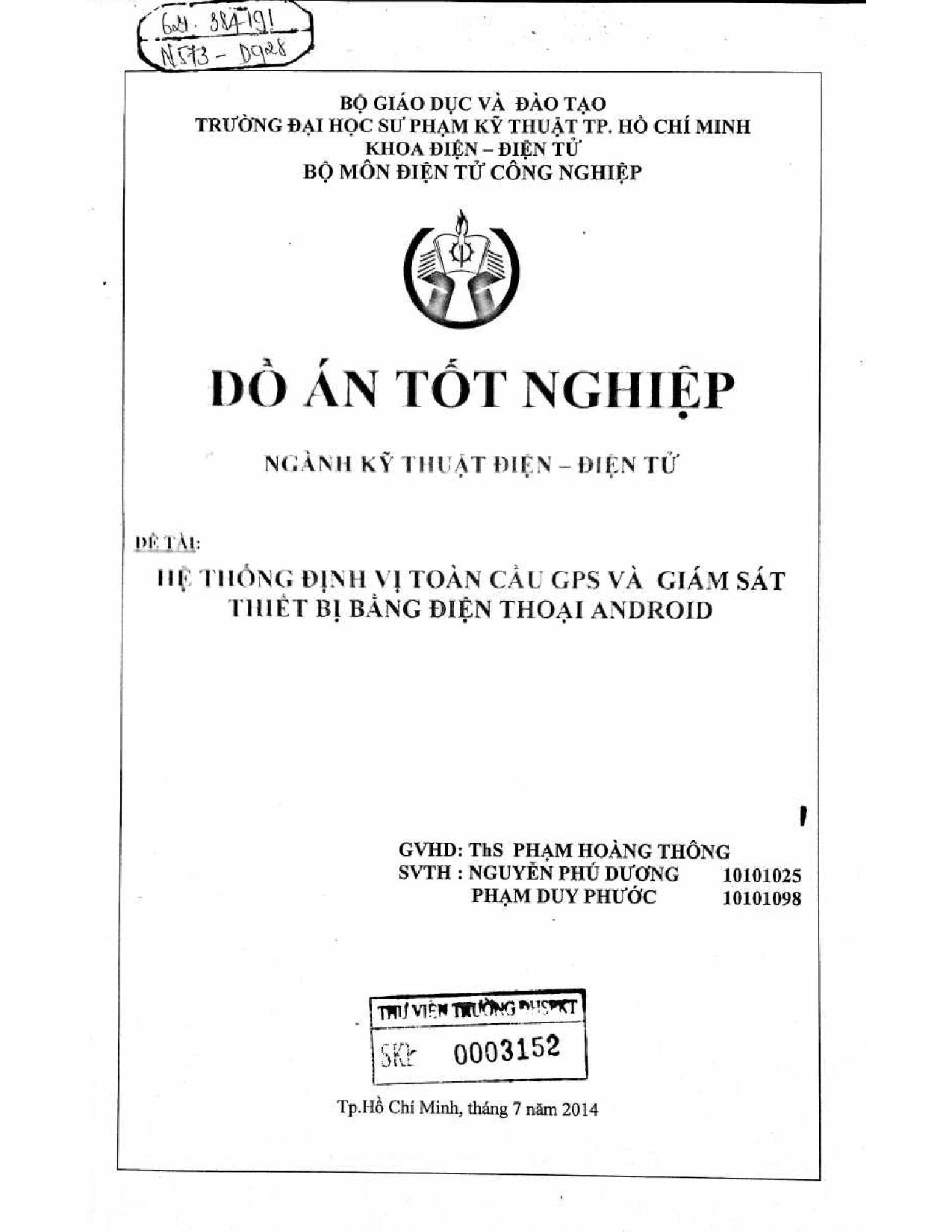 Đồ án tốt nghiệp - Hệ thống định vị toàn cầu GPS và giám sát thiết bị bằng điện thoại Android