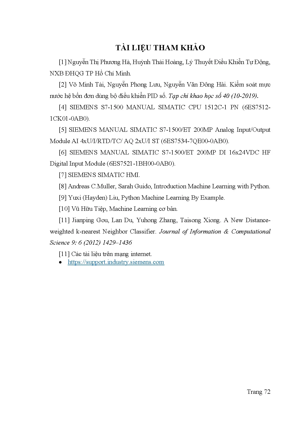 Đồ án tốt nghiệp - Điểu khiển và giám sát bồn nước qua Webserver ứng dụng thuật toán KNN chuẩn ĐL - Trang 91