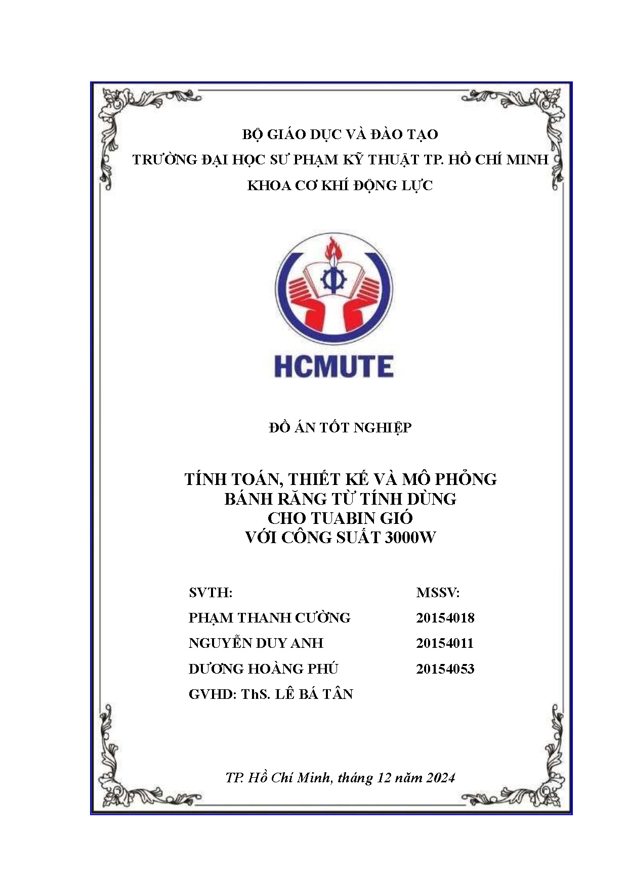 Đồ án tốt nghiệp - Tính toán, thiết kế và mô phỏng bánh răng từ tính dùng cho tuabin gió với CS 3