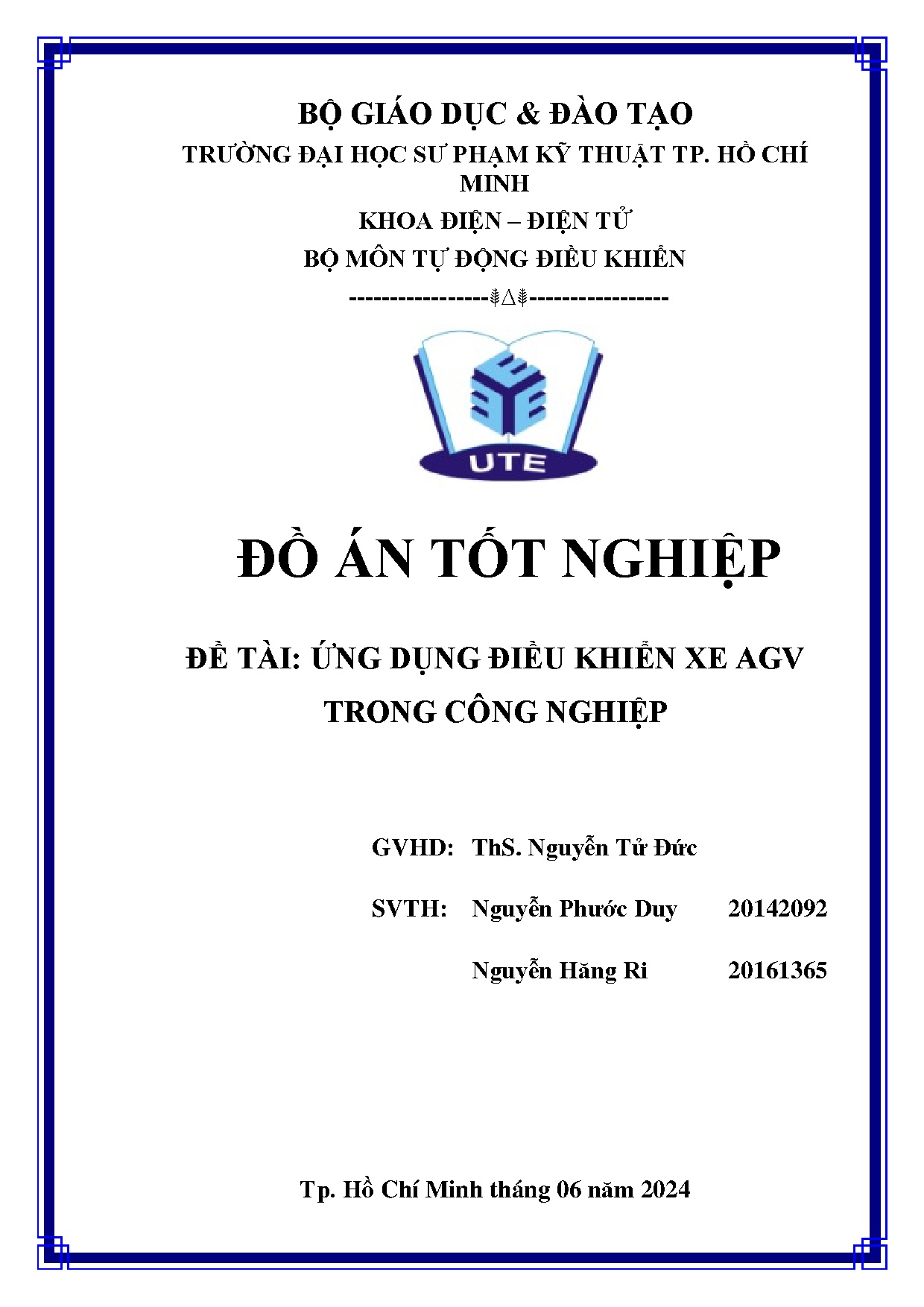 Đồ án tốt nghiệp - Ứng dụng điều khiểu xe AGV trong công nghiệp