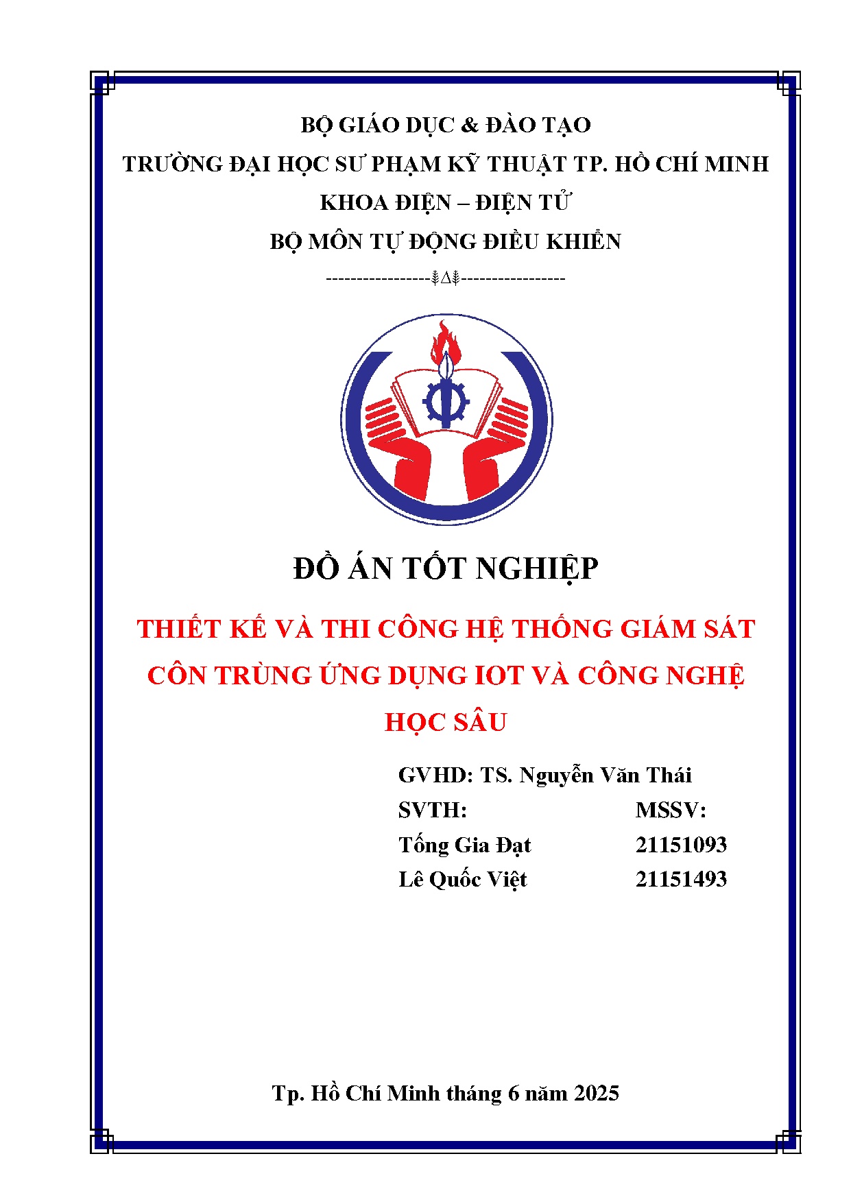 Đồ án tốt nghiệp - Thiết kế và thi công hệ thống giám sát côn trùng ứng dụng IoT và công nghệ học S