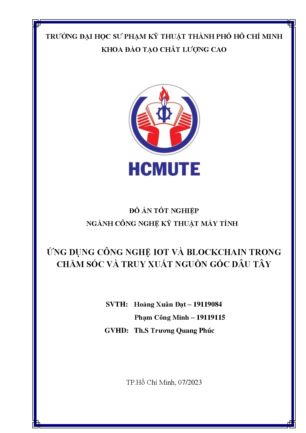 Đồ án tốt nghiệp - Ứng dụng công nghệ Iot và Blockchain trong chăm sóc và truy xuất nguồn gốc dâu T