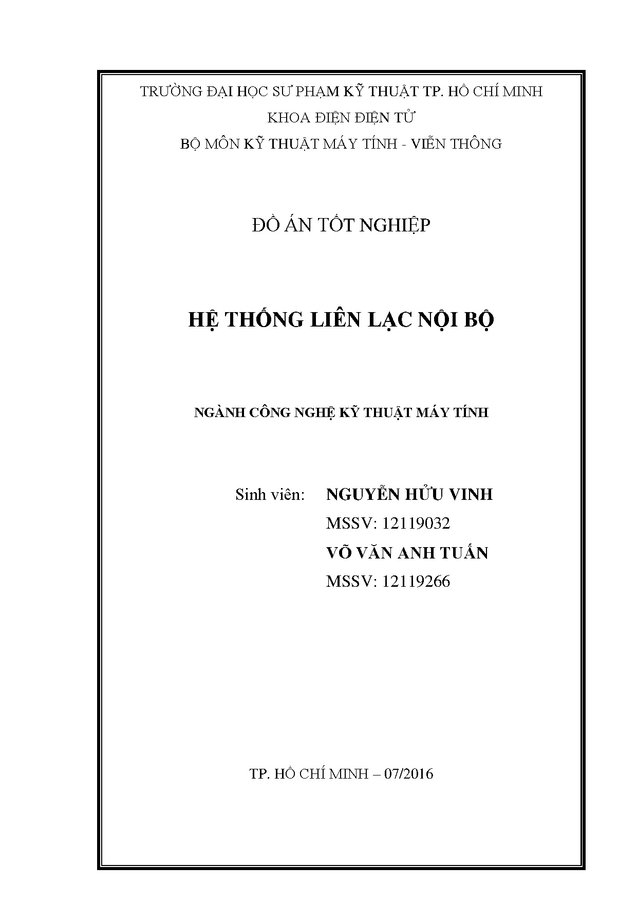 Đồ án tốt nghiệp - Hệ thống liên lạc nội bộ