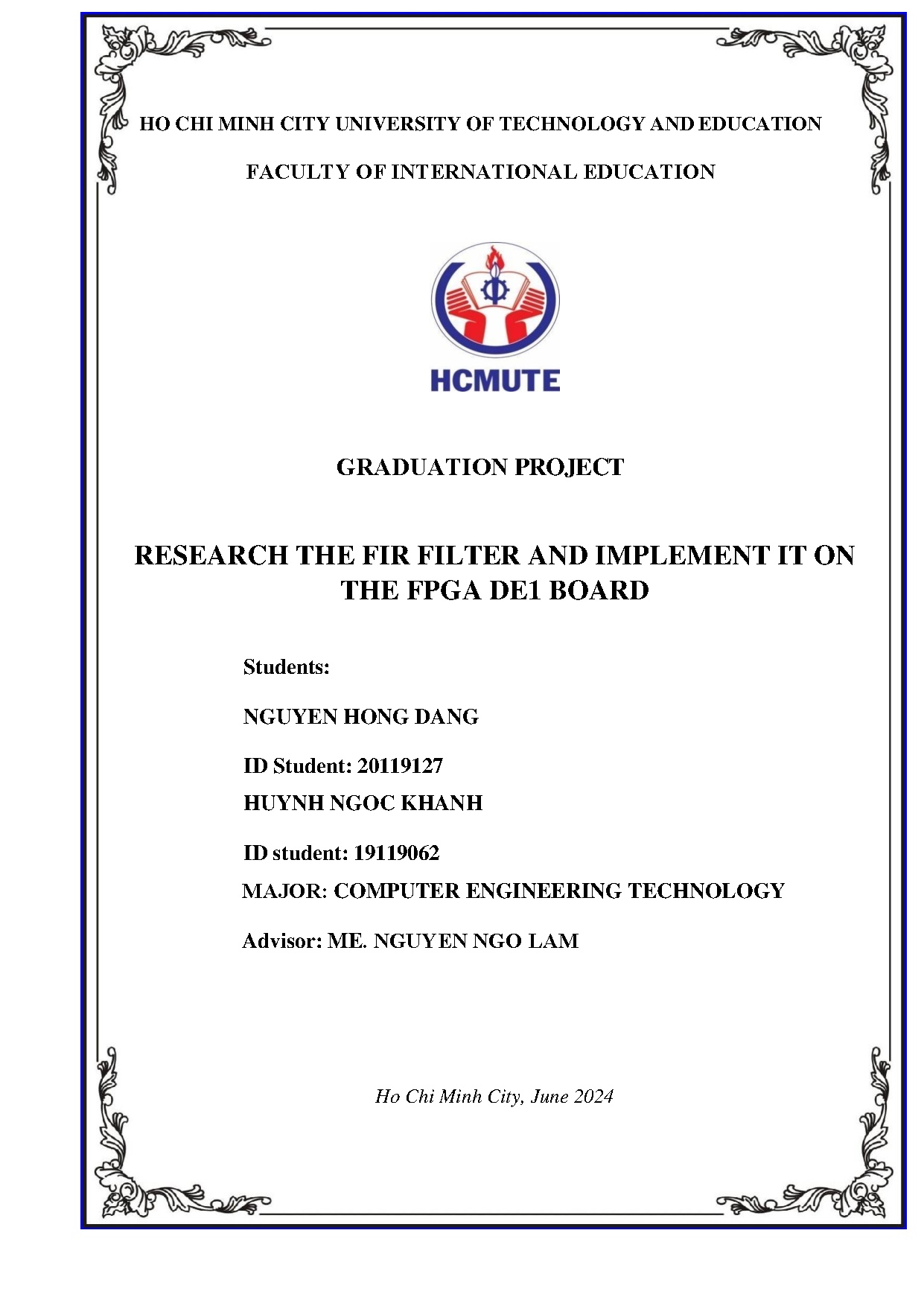 Đồ án tốt nghiệp - Research the FIR filter and implement it on the FPGA DE1 board