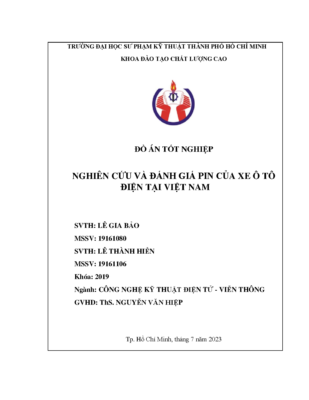 Đồ án tốt nghiệp - Nghiên cứu và đánh giá pin của xe ô tô điện tại Việt Nam