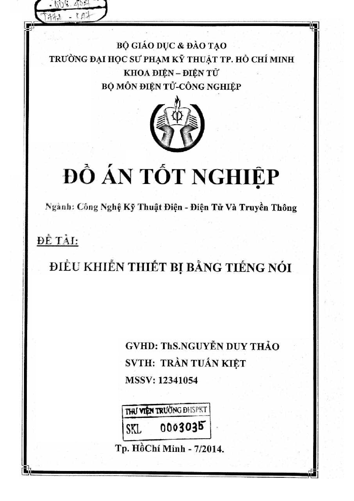 Đồ án tốt nghiệp - Điều khiển thiết bị bằng tiếng nói