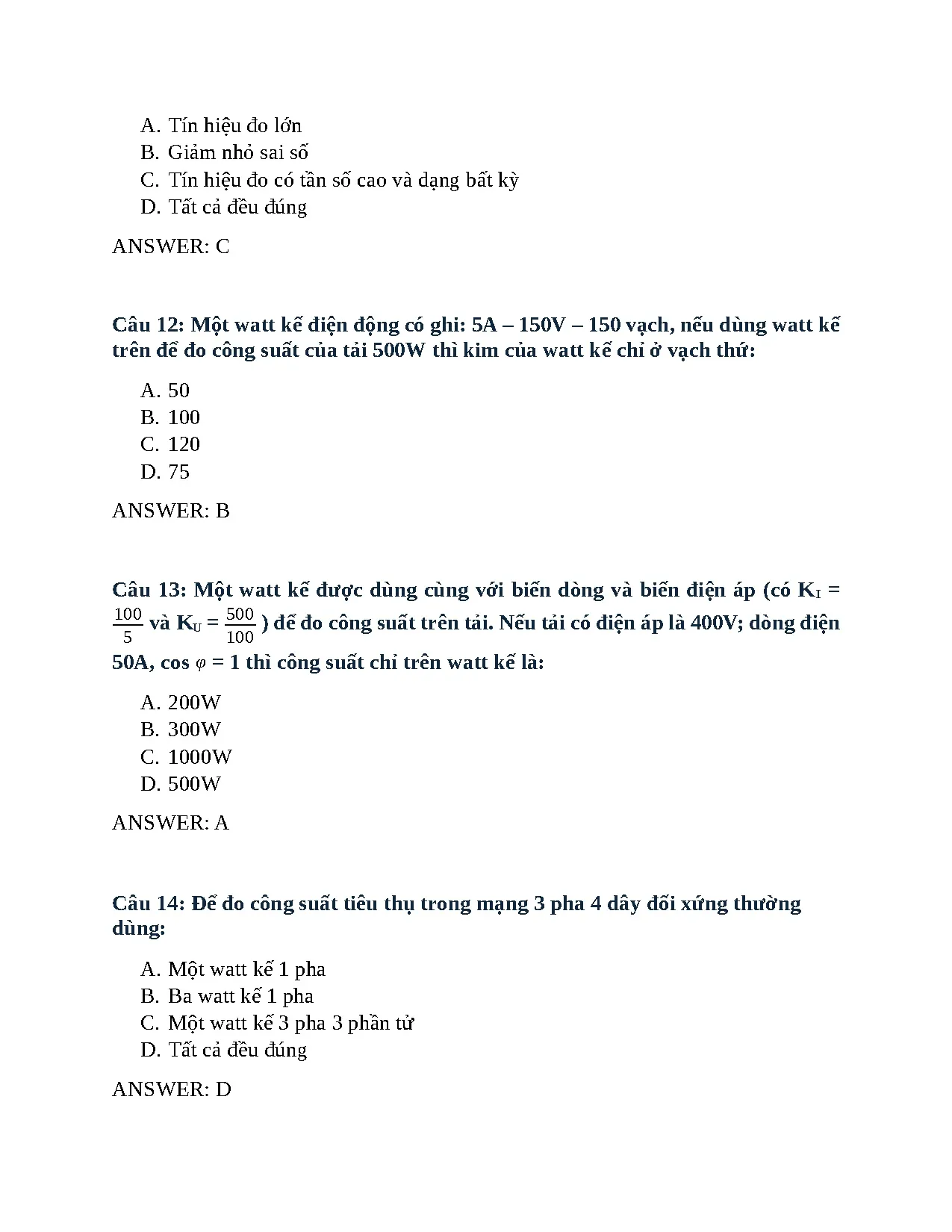 Trắc nghiệm chương 5 đo lường - Trang 4