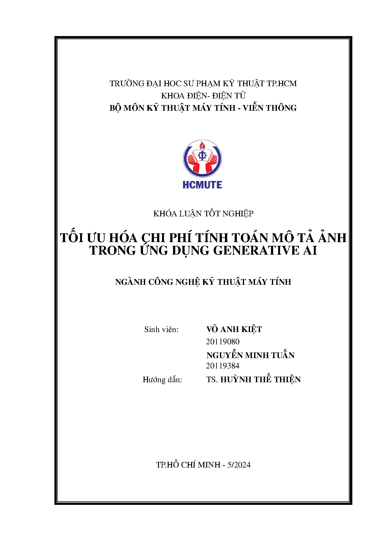 Đồ án tốt nghiệp - Tối ưu hóa chi phí tính toán mô tả ảnh trong ứng dụng Generative AI